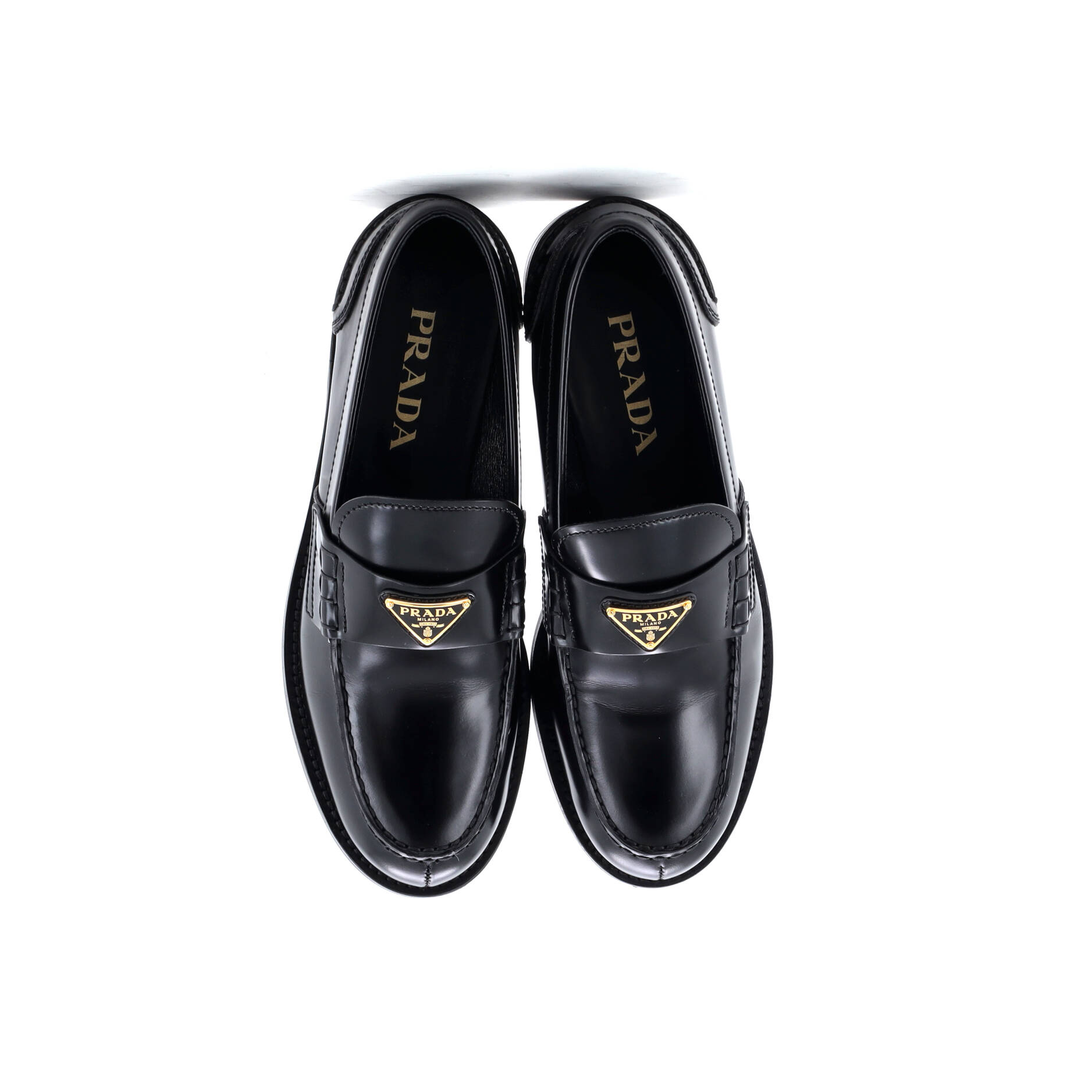 Prada Women's Triangle Logo Loafers Spazzolato Leather