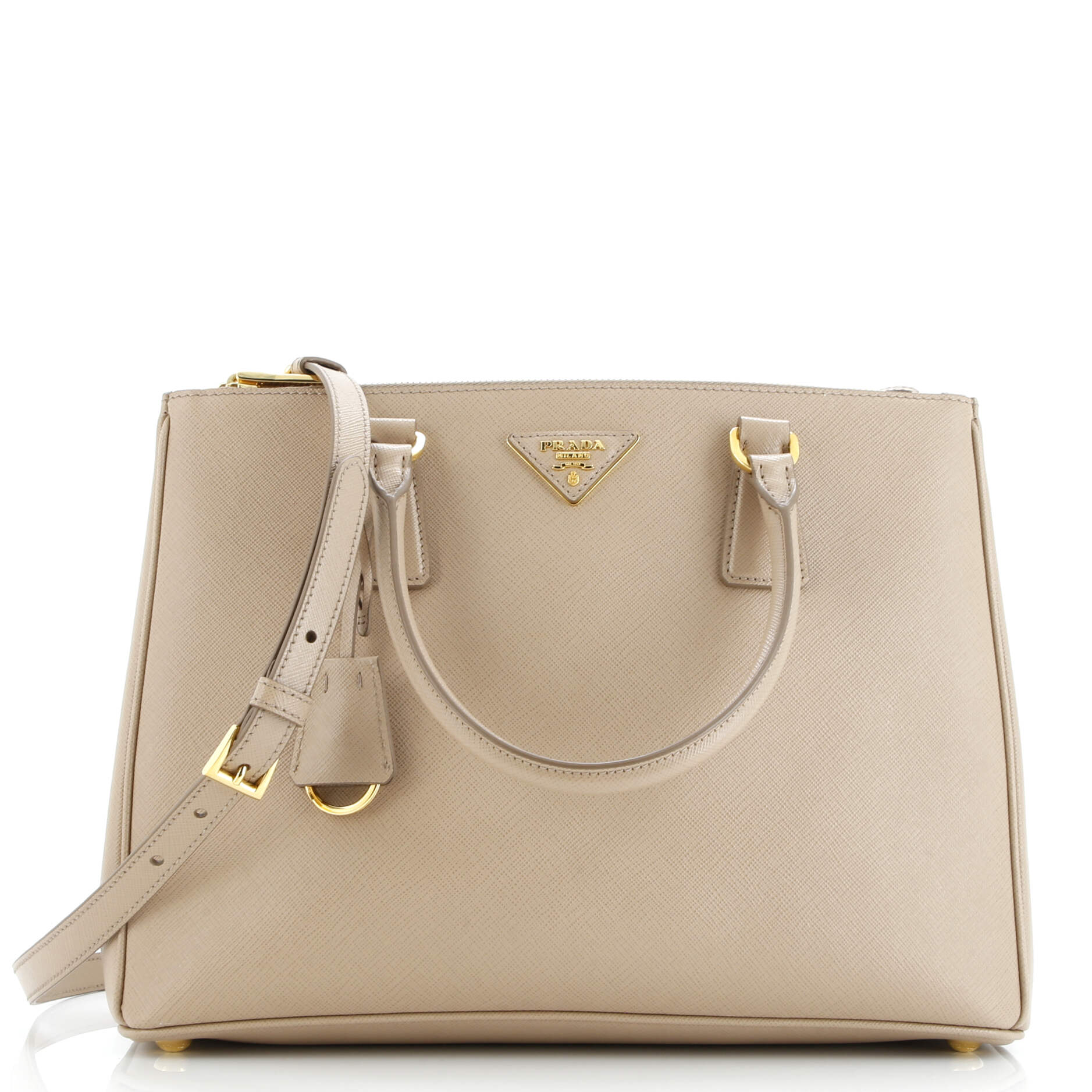 Prada Double Zip Lux Tote Saffiano Leather Medium