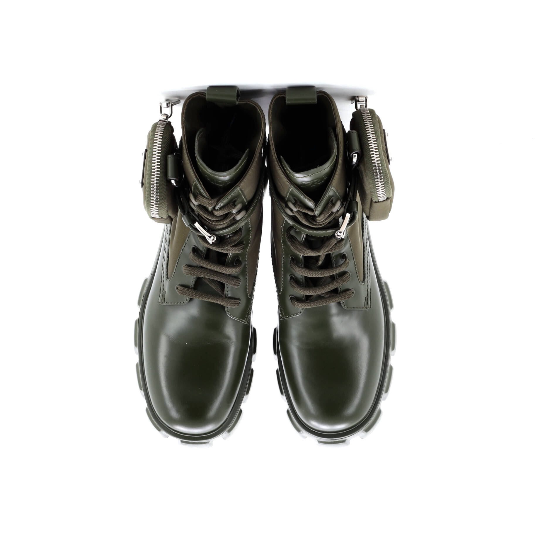 Prada Monolith Combat Boots Leather and Nylon
