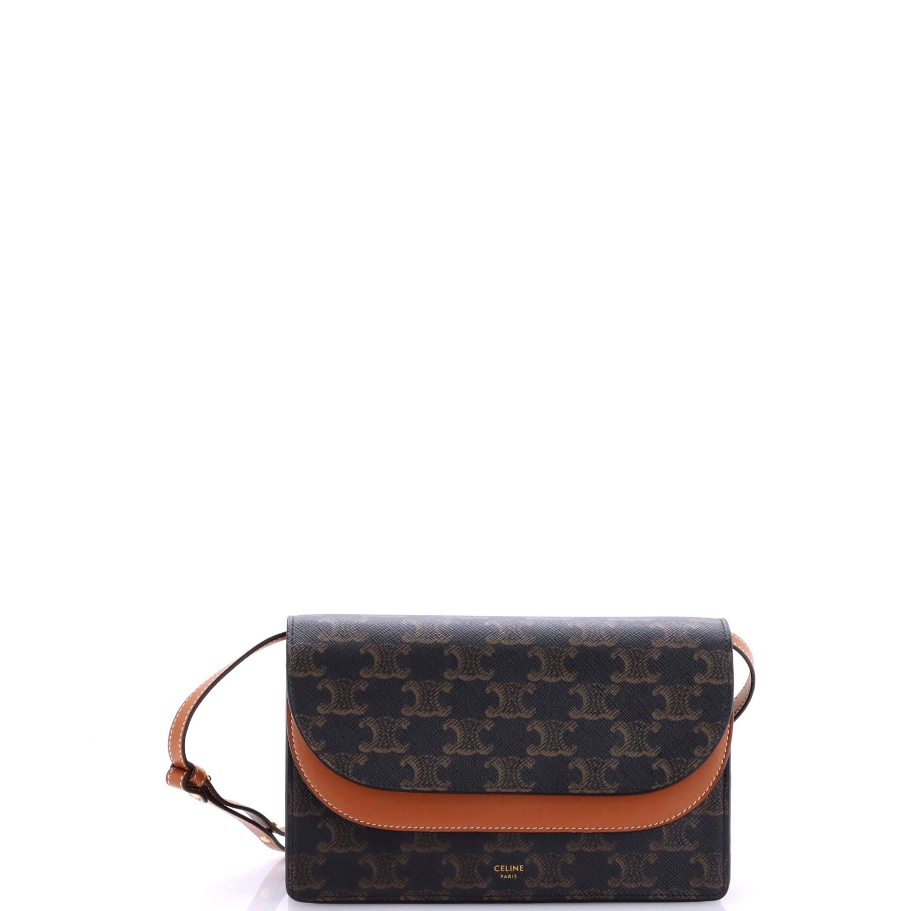 Celine Wallet on Strap Triomphe Coated Canvas