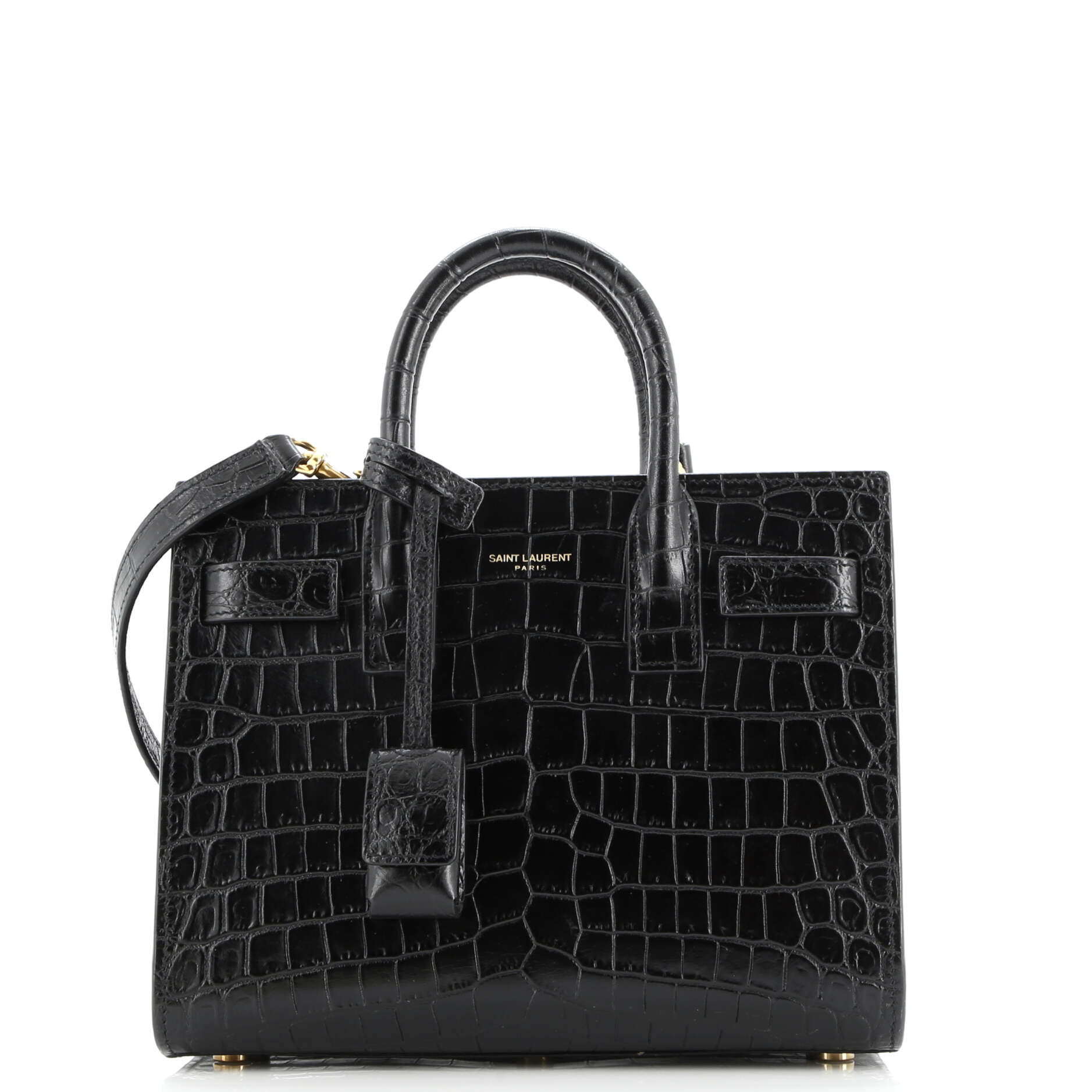 Saint Laurent Sac de Jour NM Bag Crocodile Embossed Leather Nano