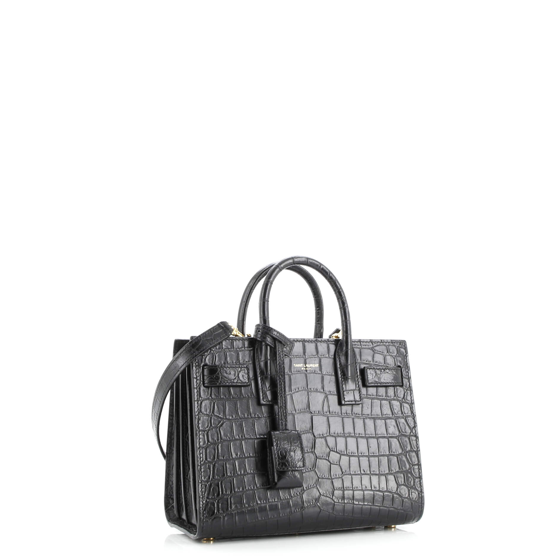 Saint Laurent Sac de Jour NM Bag Crocodile Embossed Leather Nano