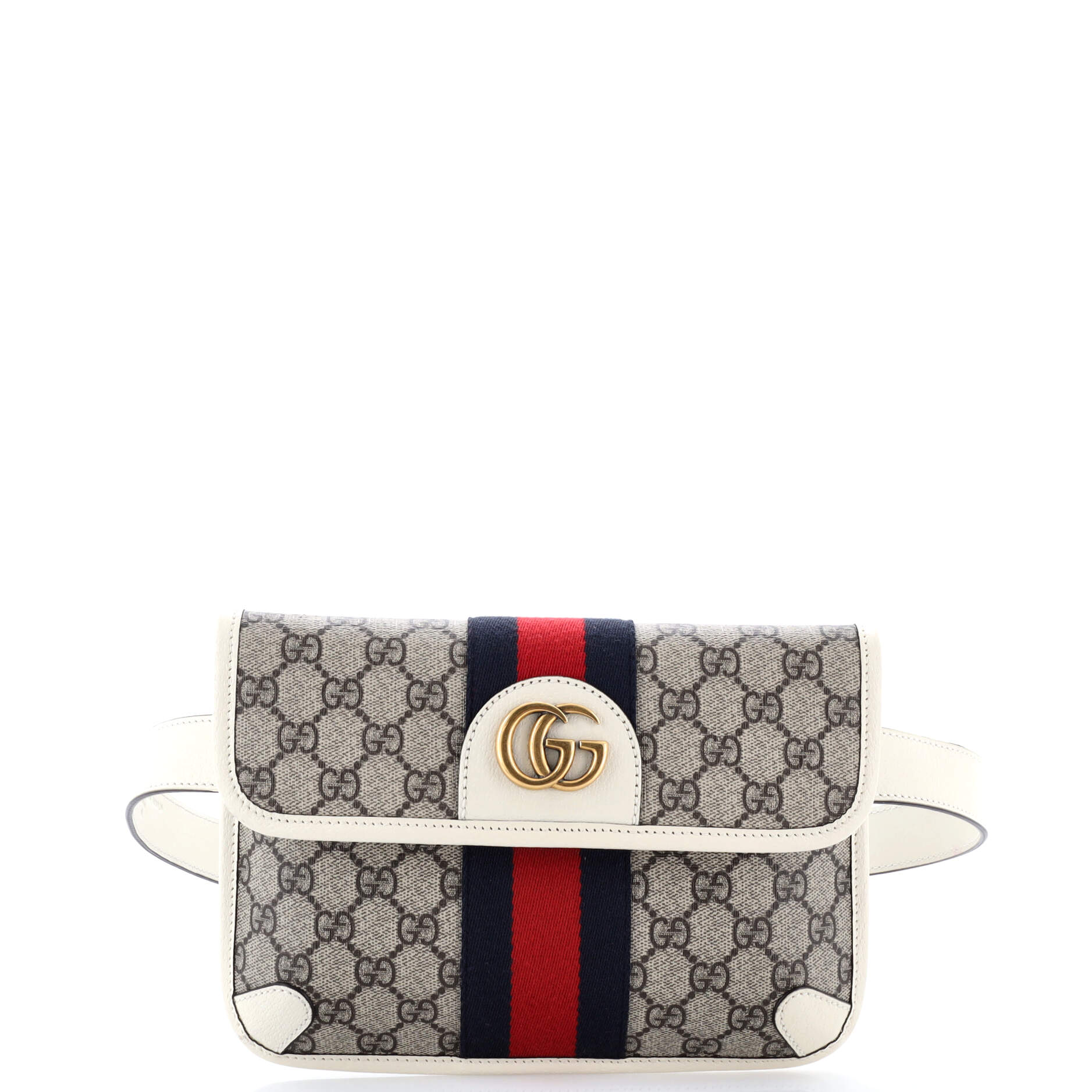 Gucci Ophidia Flap Belt Bag GG Coated Canvas with Leather