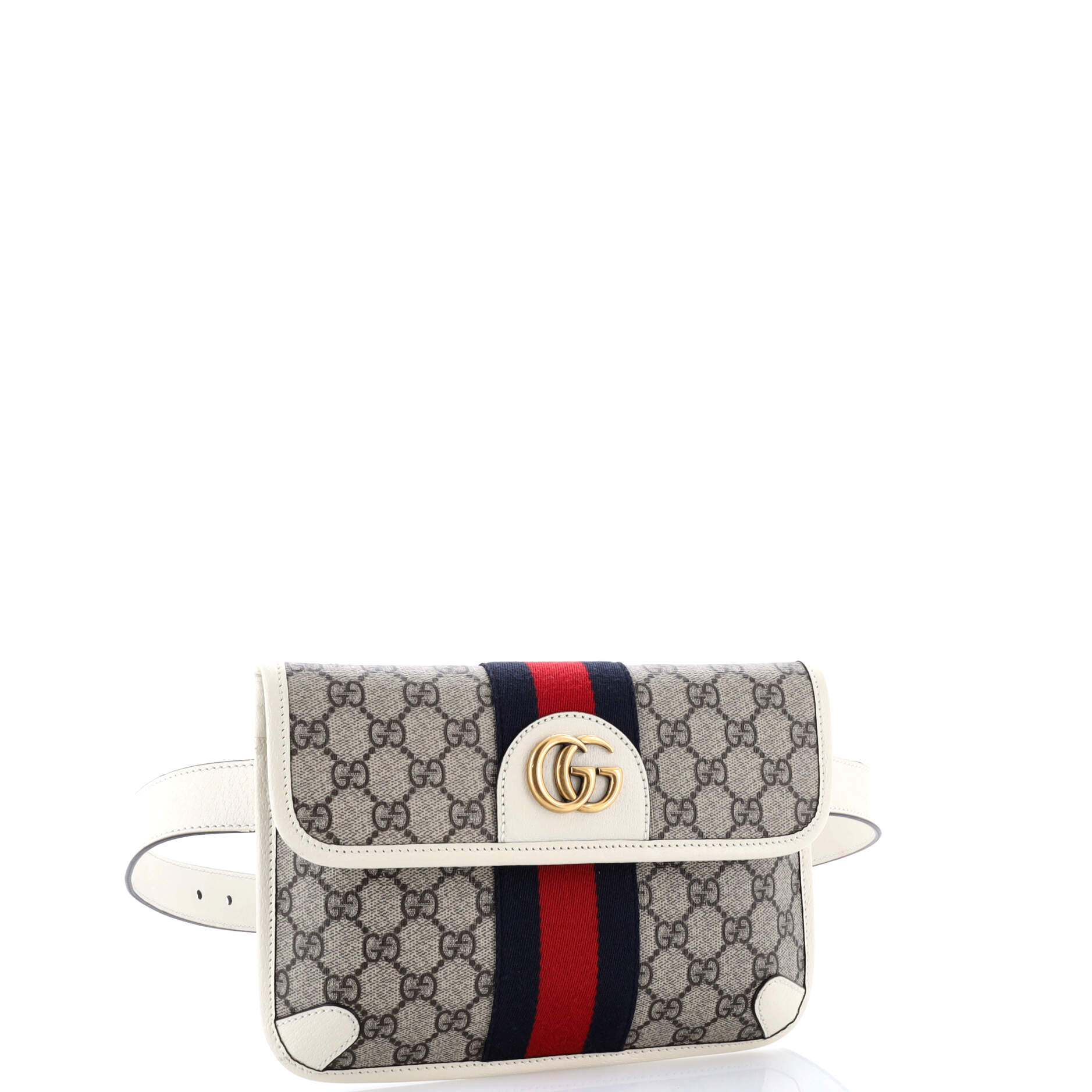 Gucci Ophidia Flap Belt Bag GG Coated Canvas with Leather