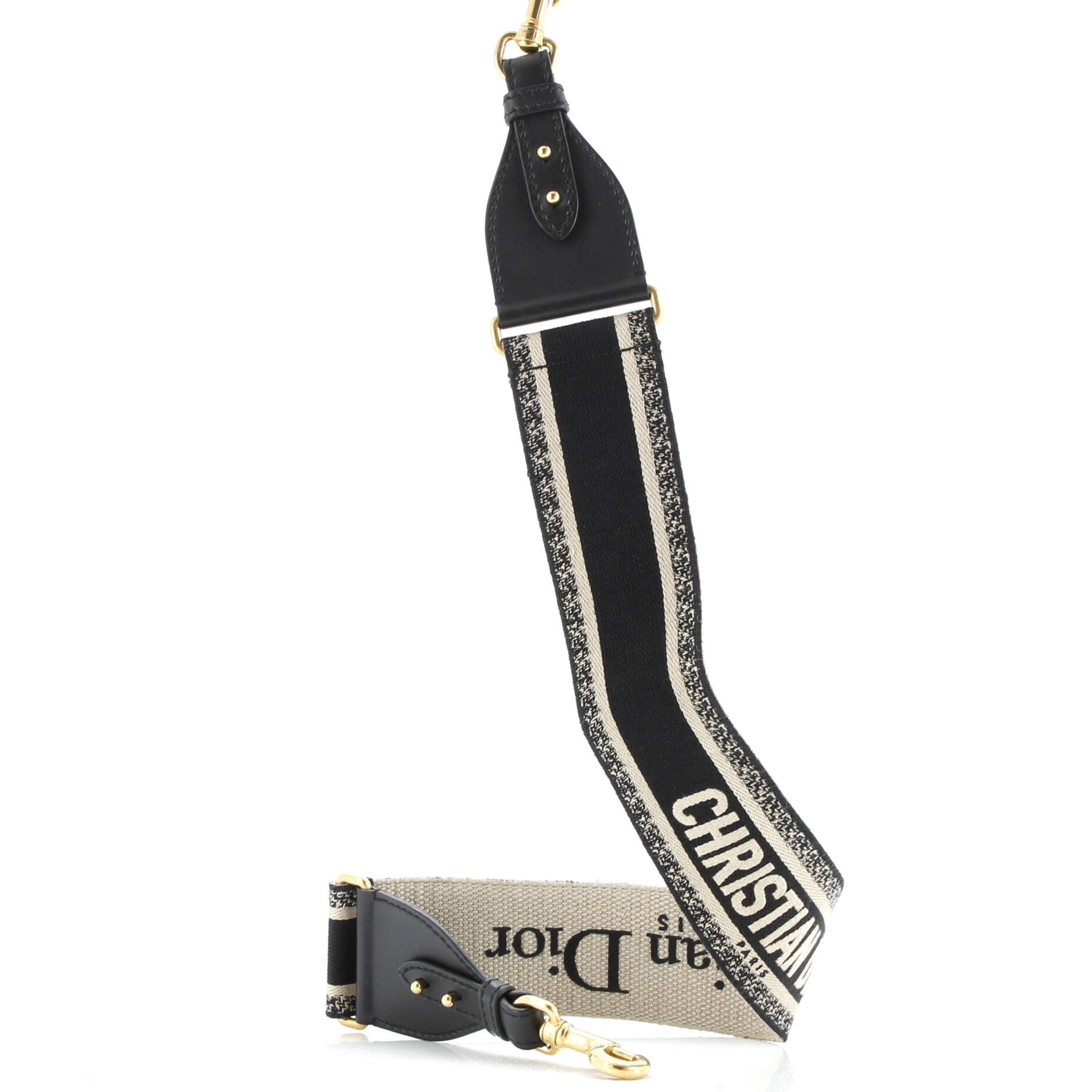 Christian Dior Logo Shoulder Strap Embroidered Canvas