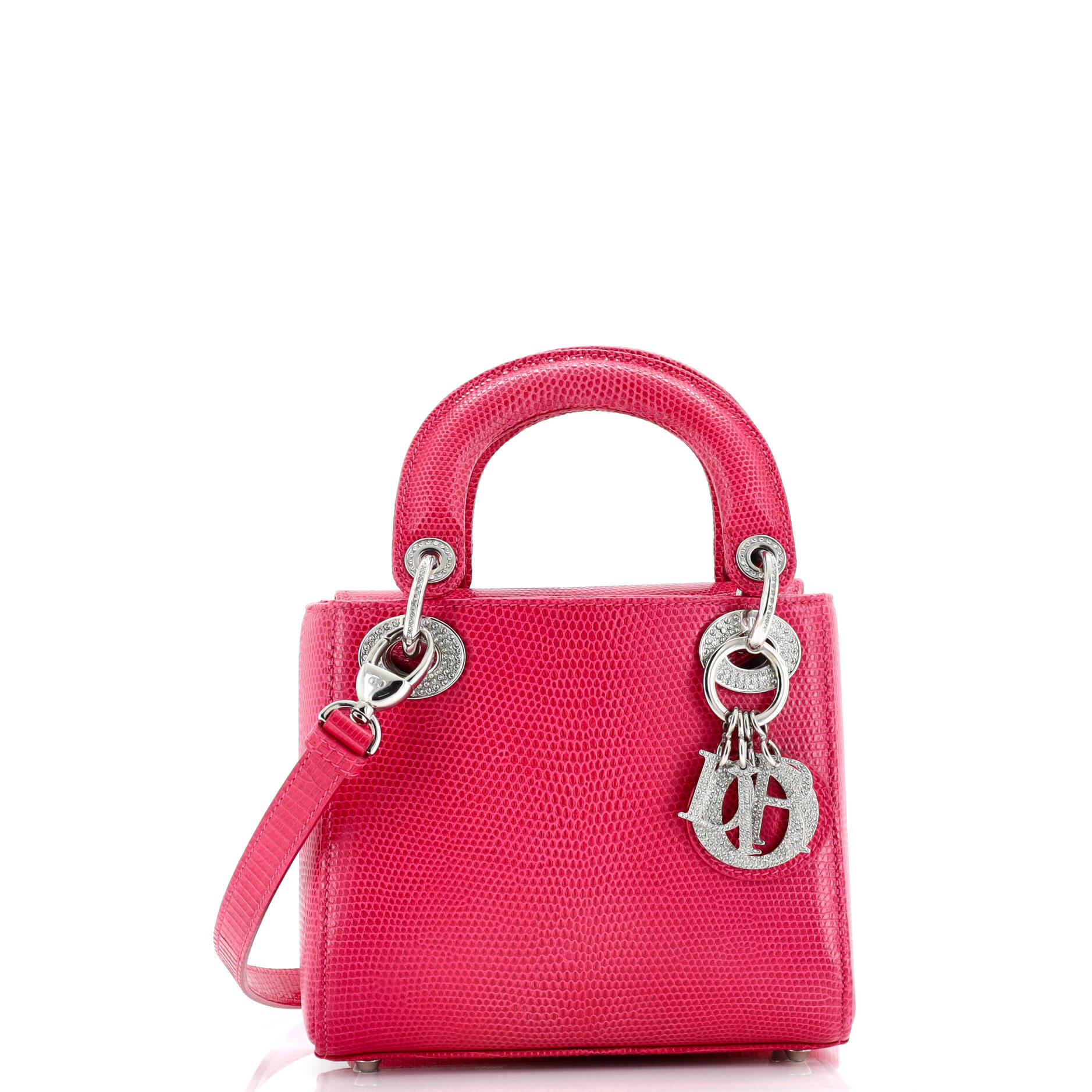 Christian Dior Lady Dior Bag Lizard with Crystal Charms Mini