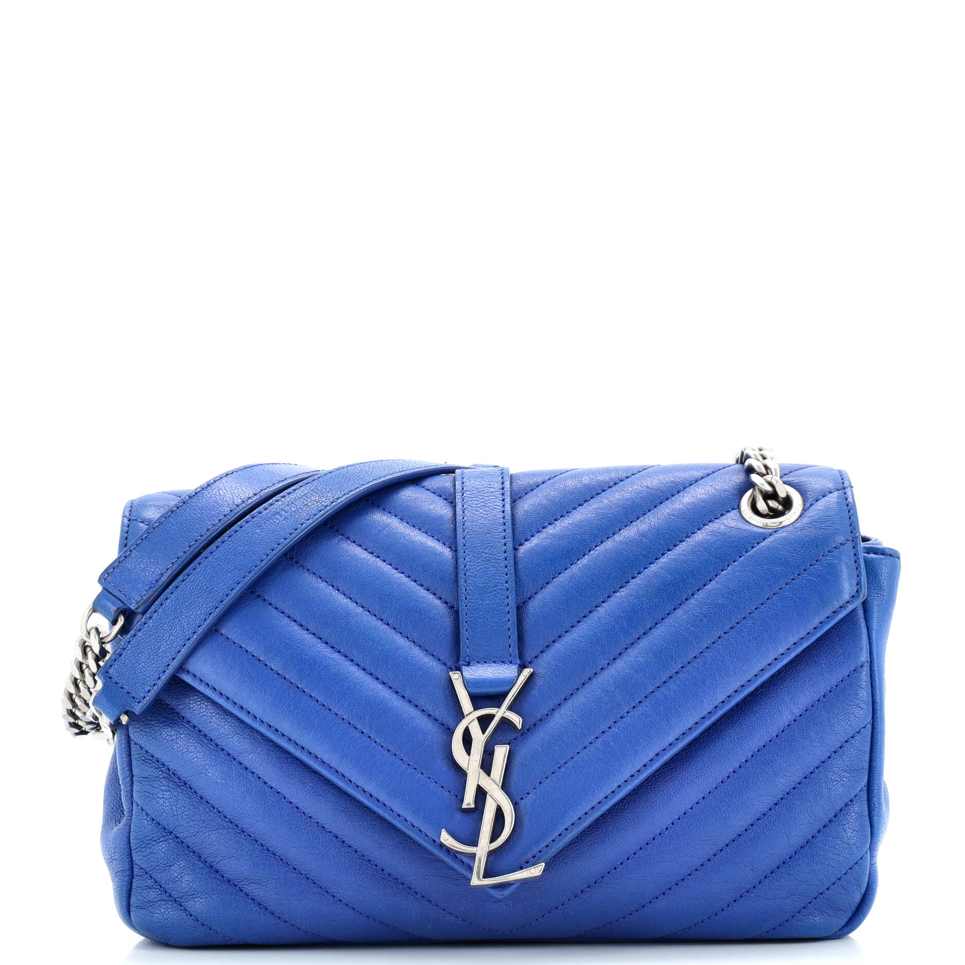 Saint Laurent Classic Monogram Slouchy Envelope Satchel Matelasse Chevron Leather Medium