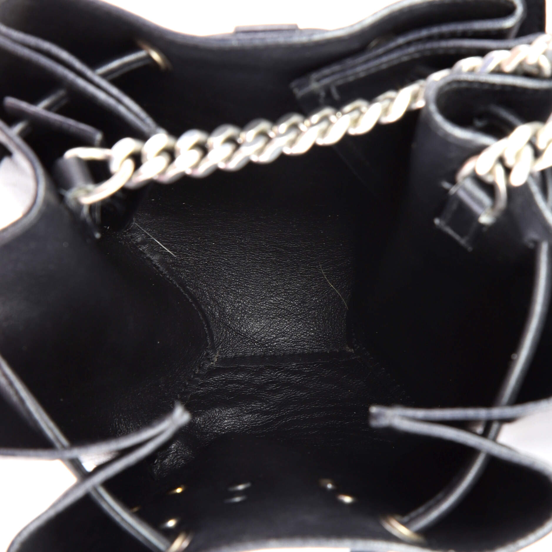 Saint Laurent Monogram Bourse Bucket Bag Embellished Leather Mini