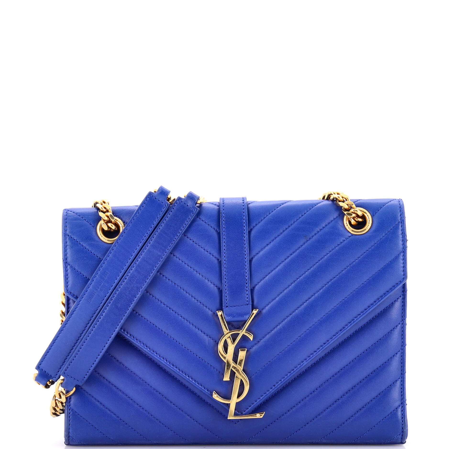 Saint Laurent Classic Monogram Envelope Satchel Matelasse Chevron Leather Medium