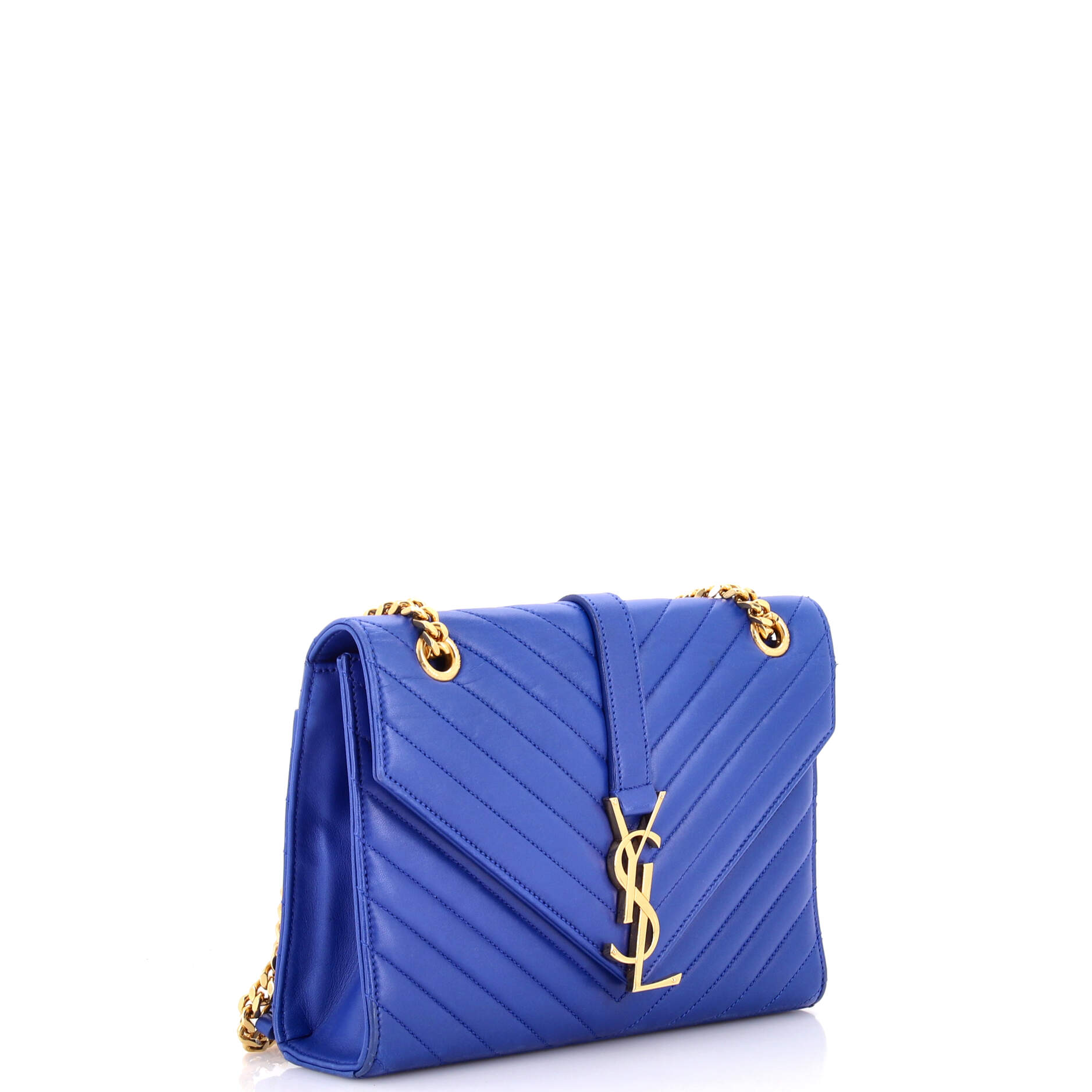 Saint Laurent Classic Monogram Envelope Satchel Matelasse Chevron Leather Medium