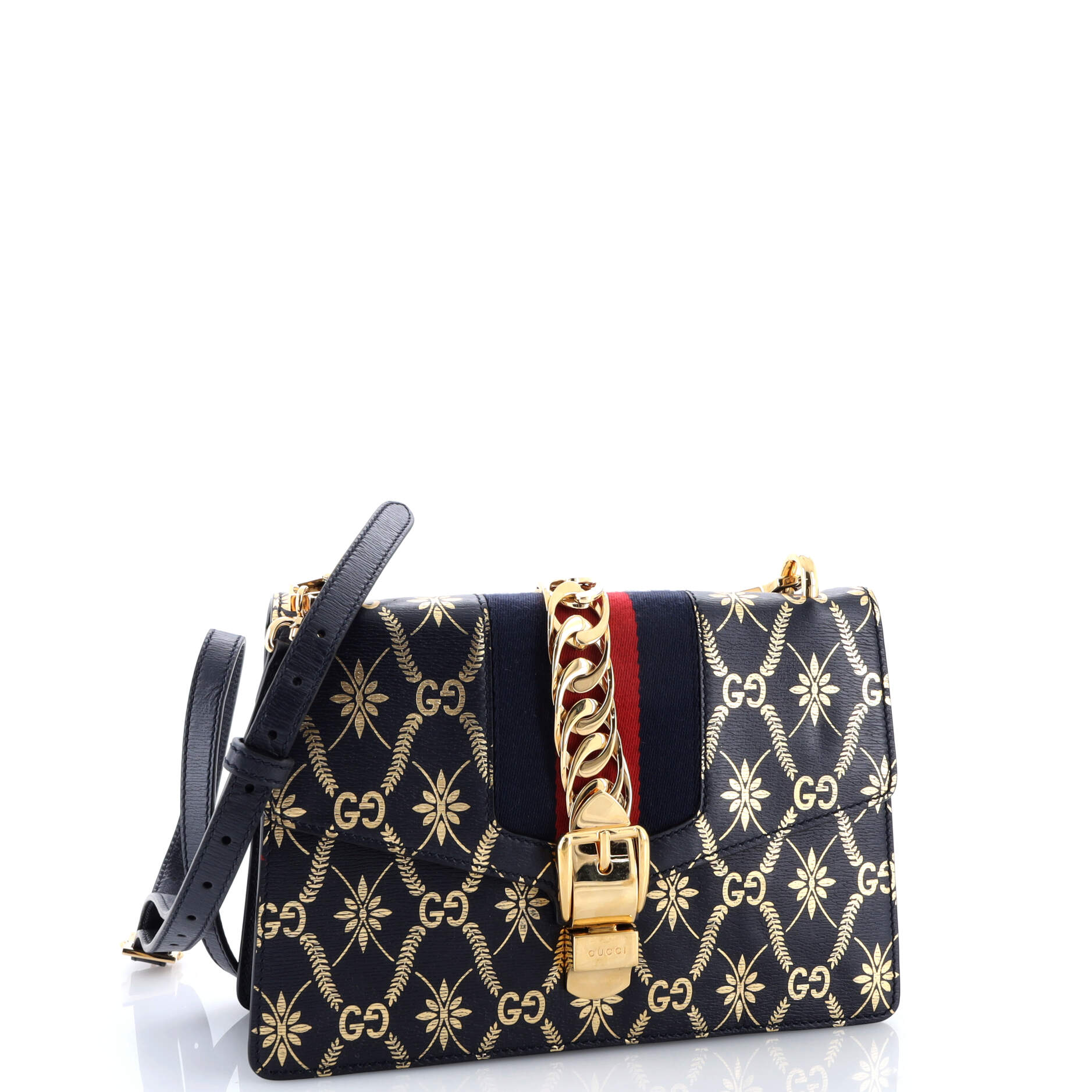 Gucci Sylvie Shoulder Bag Printed Leather Small