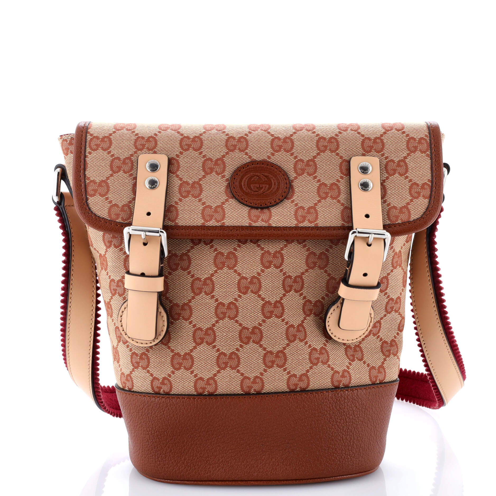 Gucci Children's Interlocking G Patch Flap Messenger Bag GG Canvas and Leather