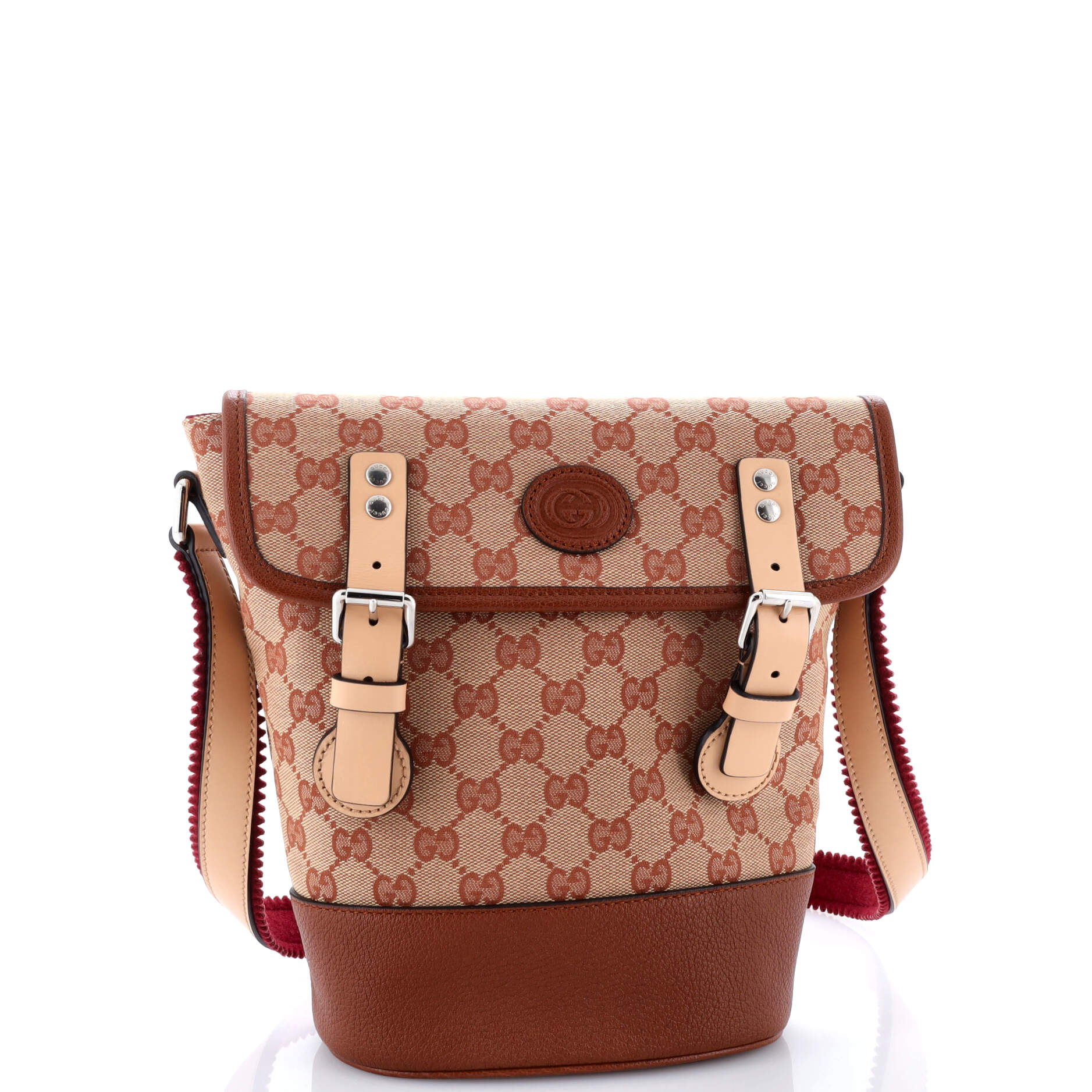 Gucci Children's Interlocking G Patch Flap Messenger Bag GG Canvas and Leather
