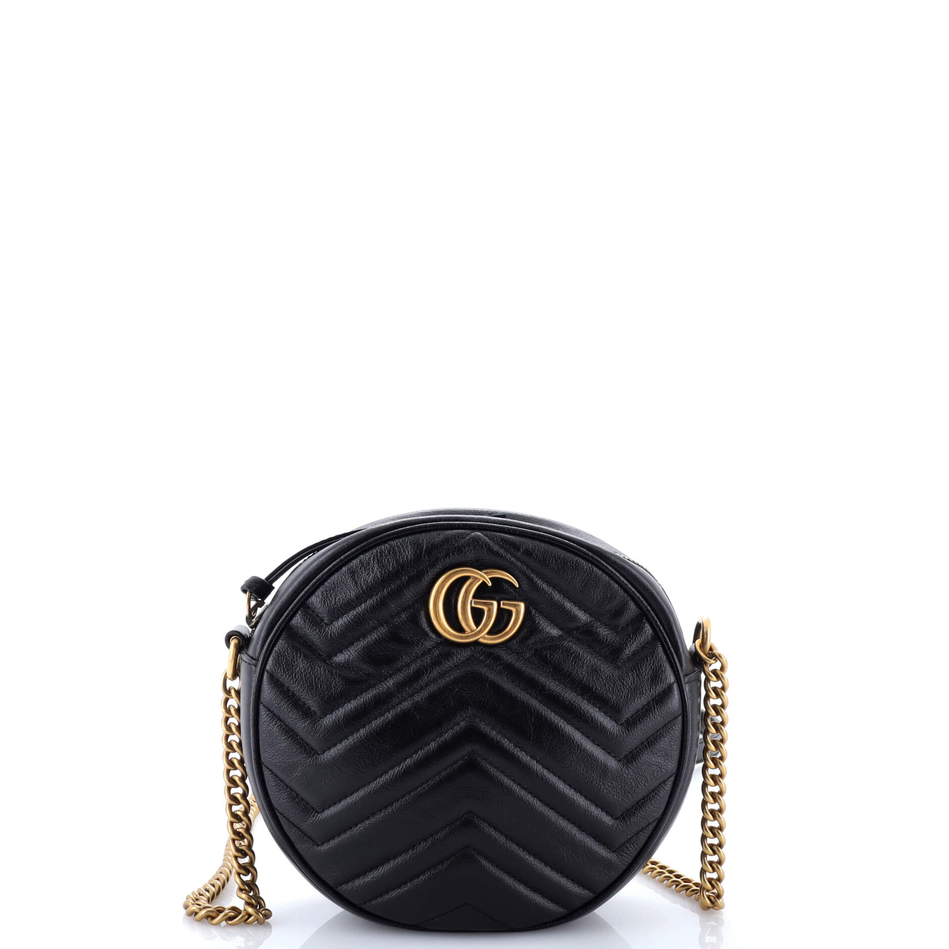 Gucci GG Marmont Round Shoulder Bag Matelasse Leather Mini