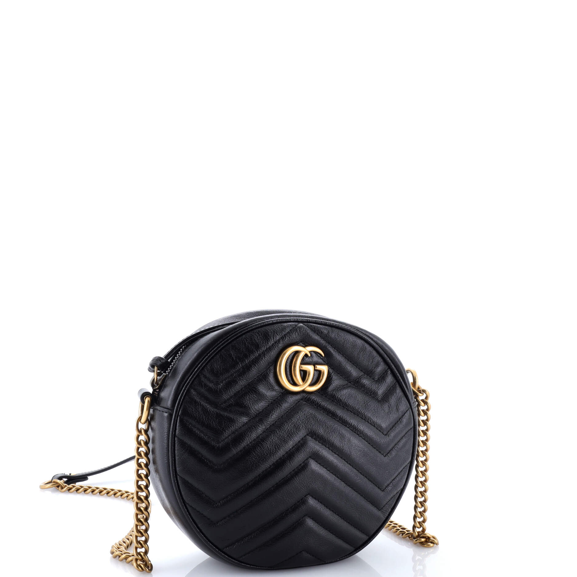 Gucci GG Marmont Round Shoulder Bag Matelasse Leather Mini