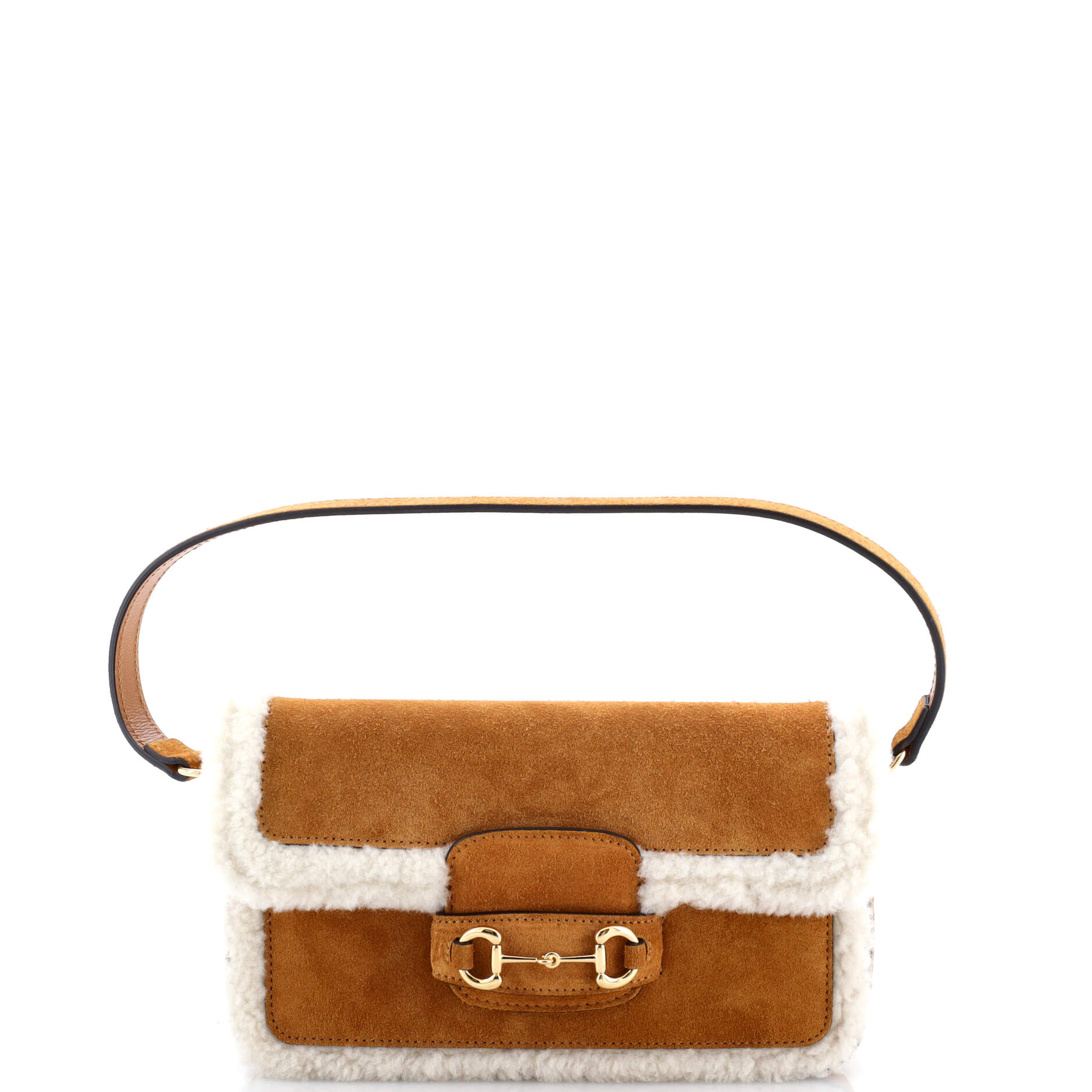 Gucci Horsebit 1955 Shoulder Bag Suede with Shearling Mini