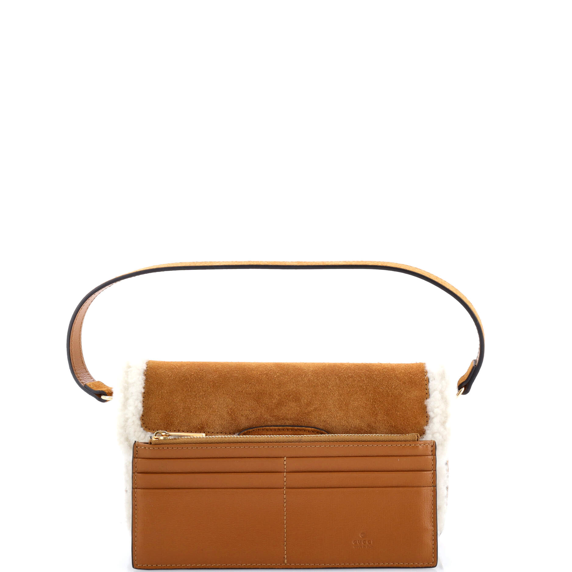 Gucci Horsebit 1955 Shoulder Bag Suede with Shearling Mini
