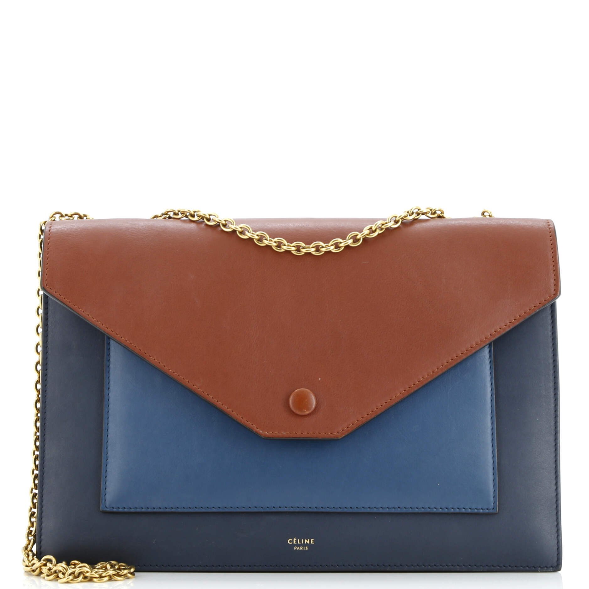 Celine Pocket Envelope Shoulder Bag Leather Medium