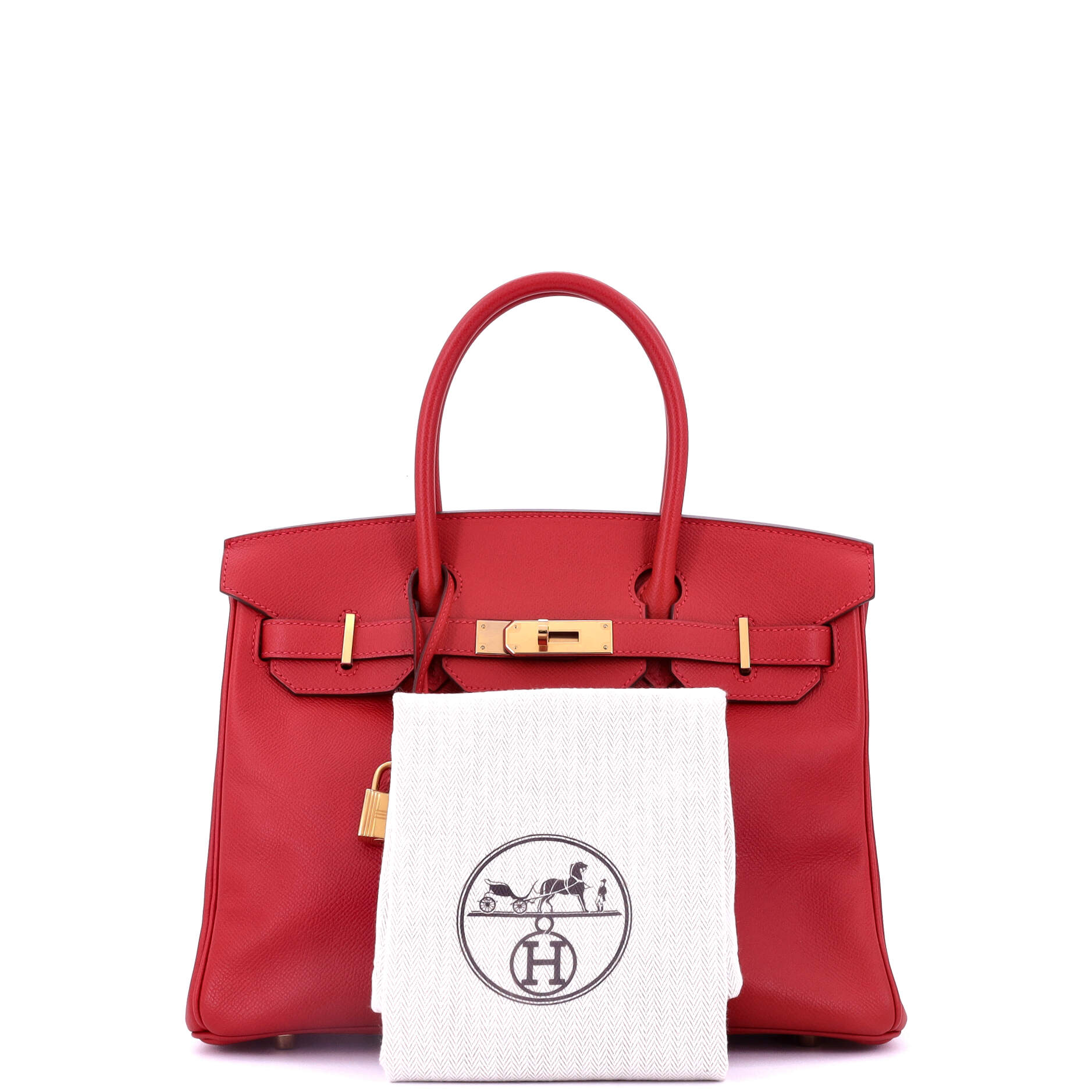 Hermes Birkin Handbag Red Epsom with Gold Hardware 30