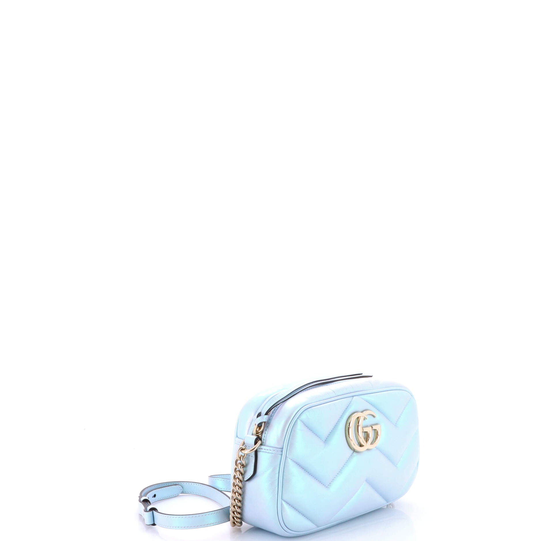 Gucci GG Marmont Shoulder Bag Chevron Iridescent Leather Small