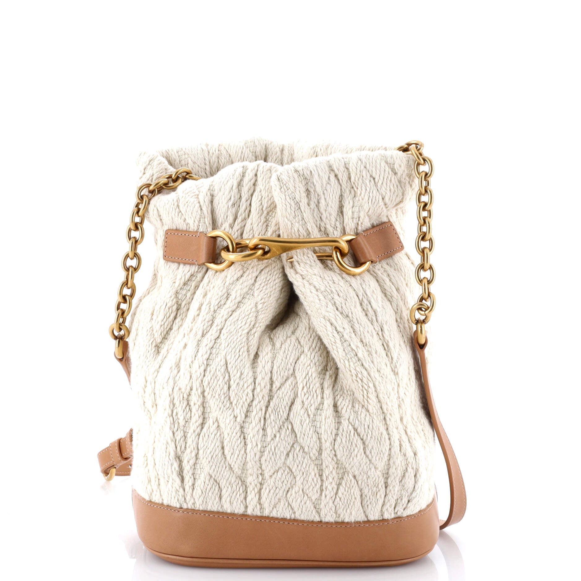 Saint Laurent Le Maillon Bucket Bag Knit Fabric with Leather