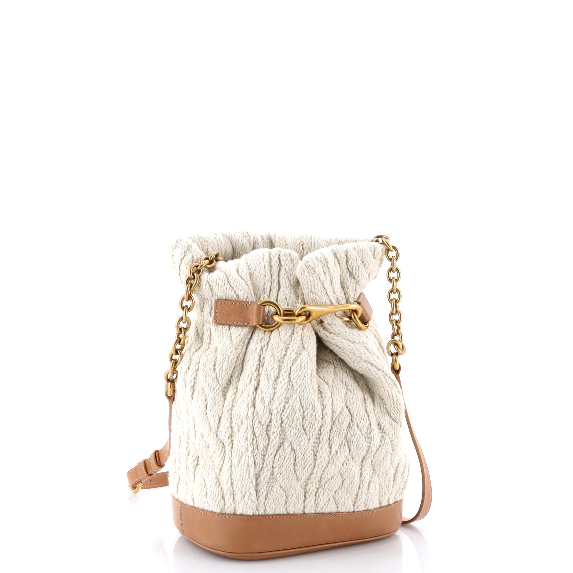 Saint Laurent Le Maillon Bucket Bag Knit Fabric with Leather