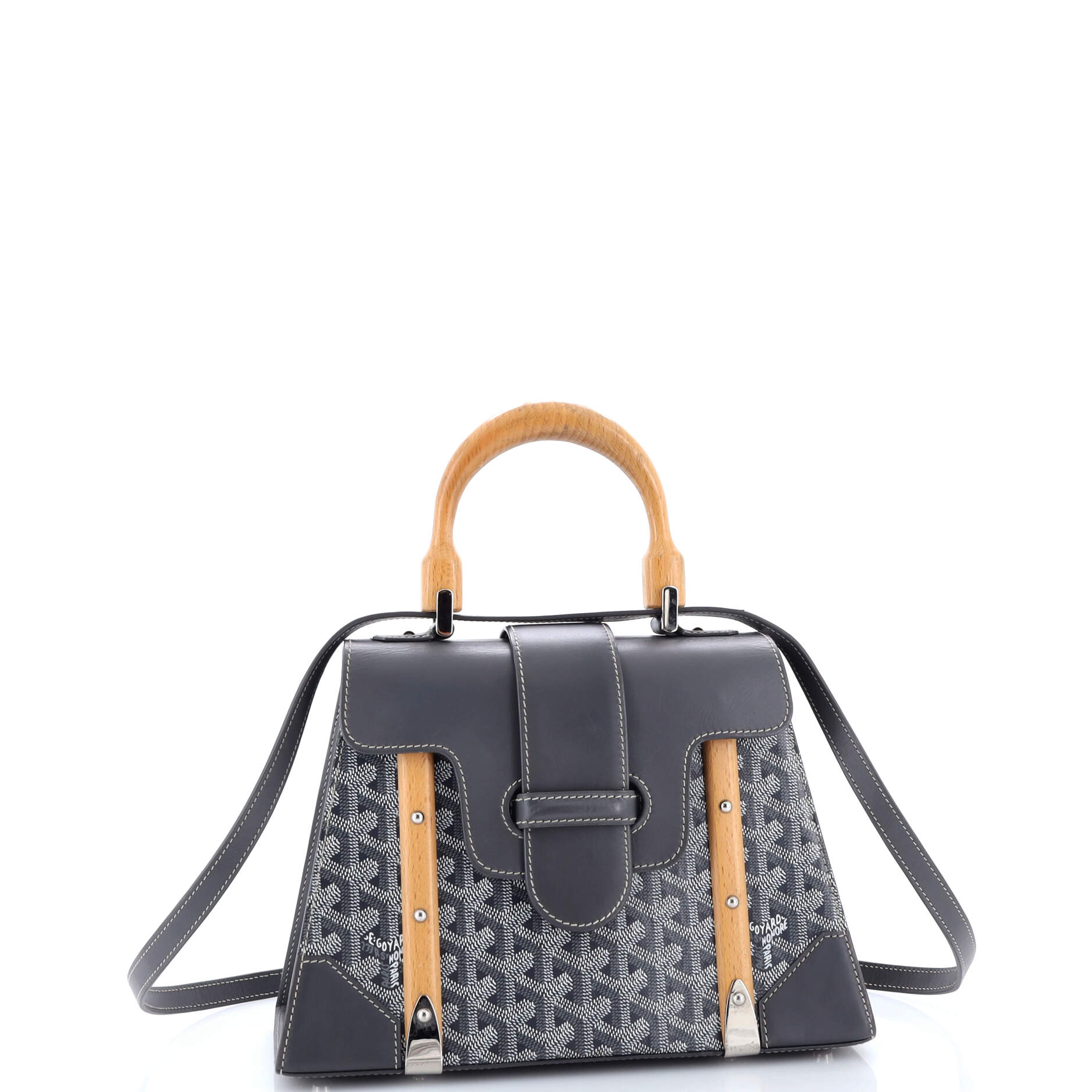 Goyard Saigon Top Handle Bag Coated Canvas with Leather PM