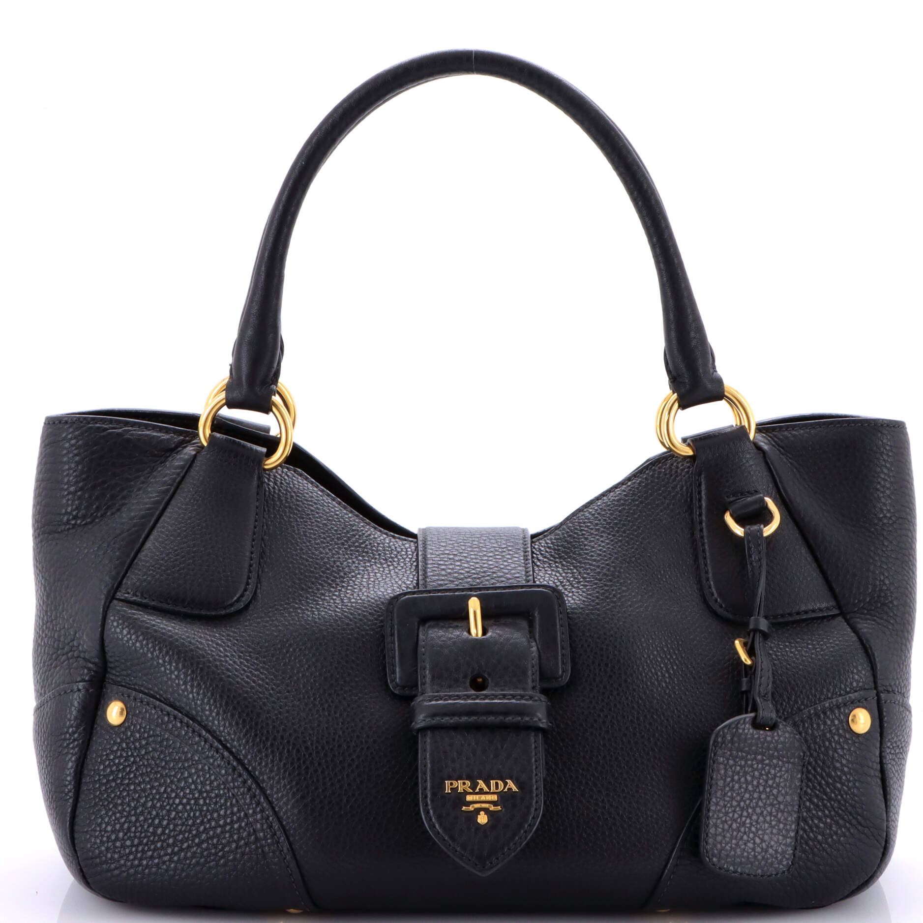 Prada Buckle Flap Tote Vitello Daino Medium