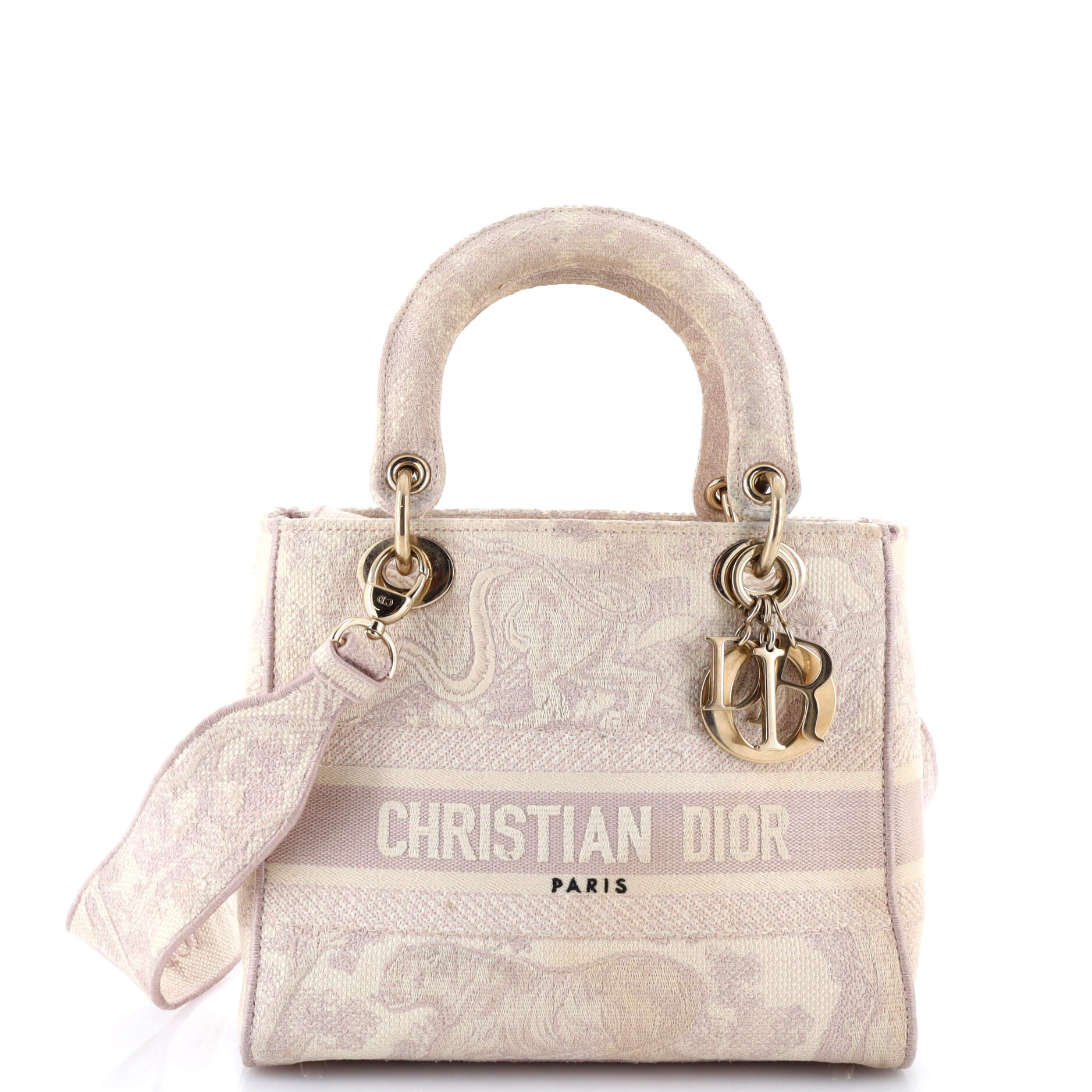 Christian Dior Toile de Jouy Lady D-Lite Bag Embroidered Canvas