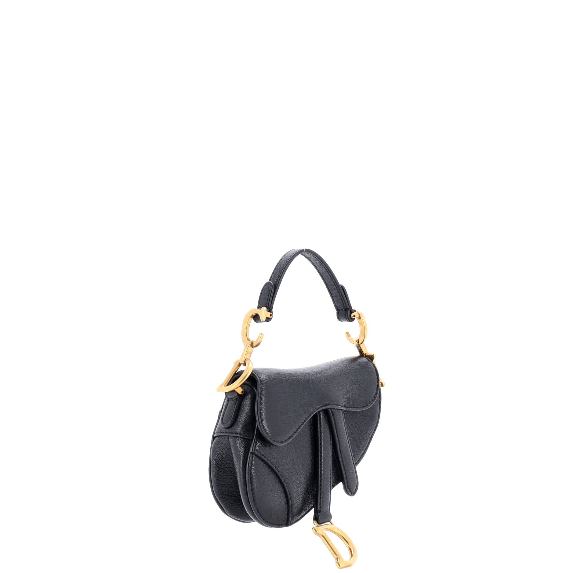 Christian Dior Saddle Handbag with Strap Leather Micro