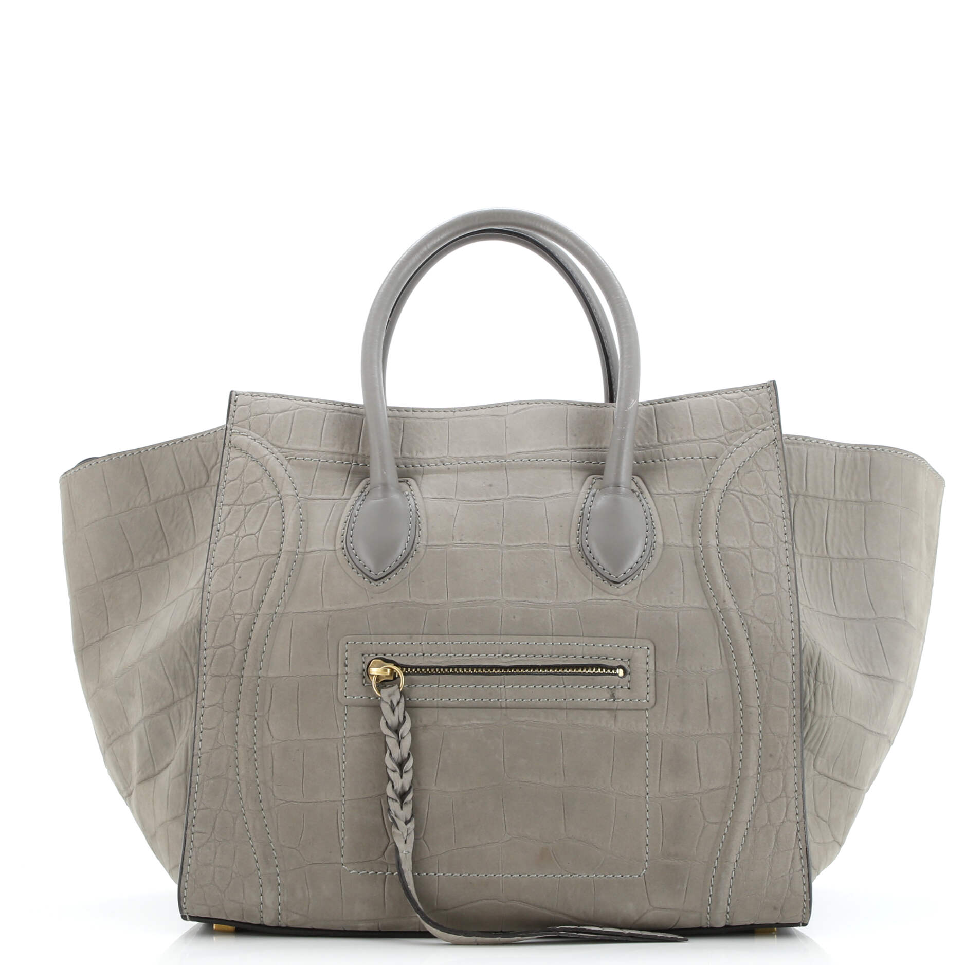 Celine Phantom Bag Crocodile Embossed Nubuck Medium