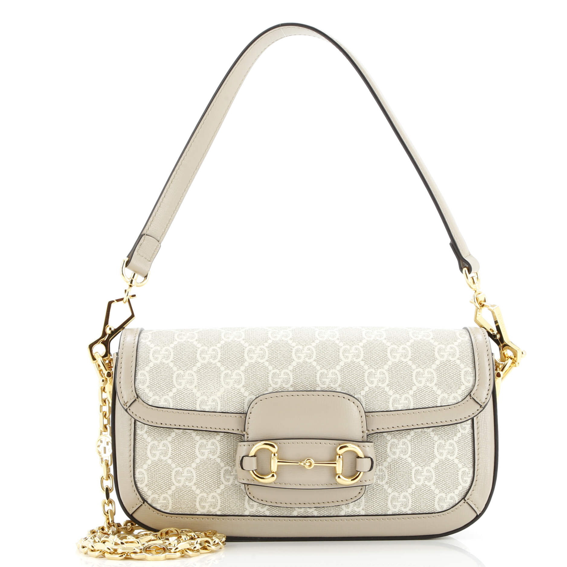 Gucci Horsebit 1955 Shoulder Bag GG Coated Canvas with Leather East West