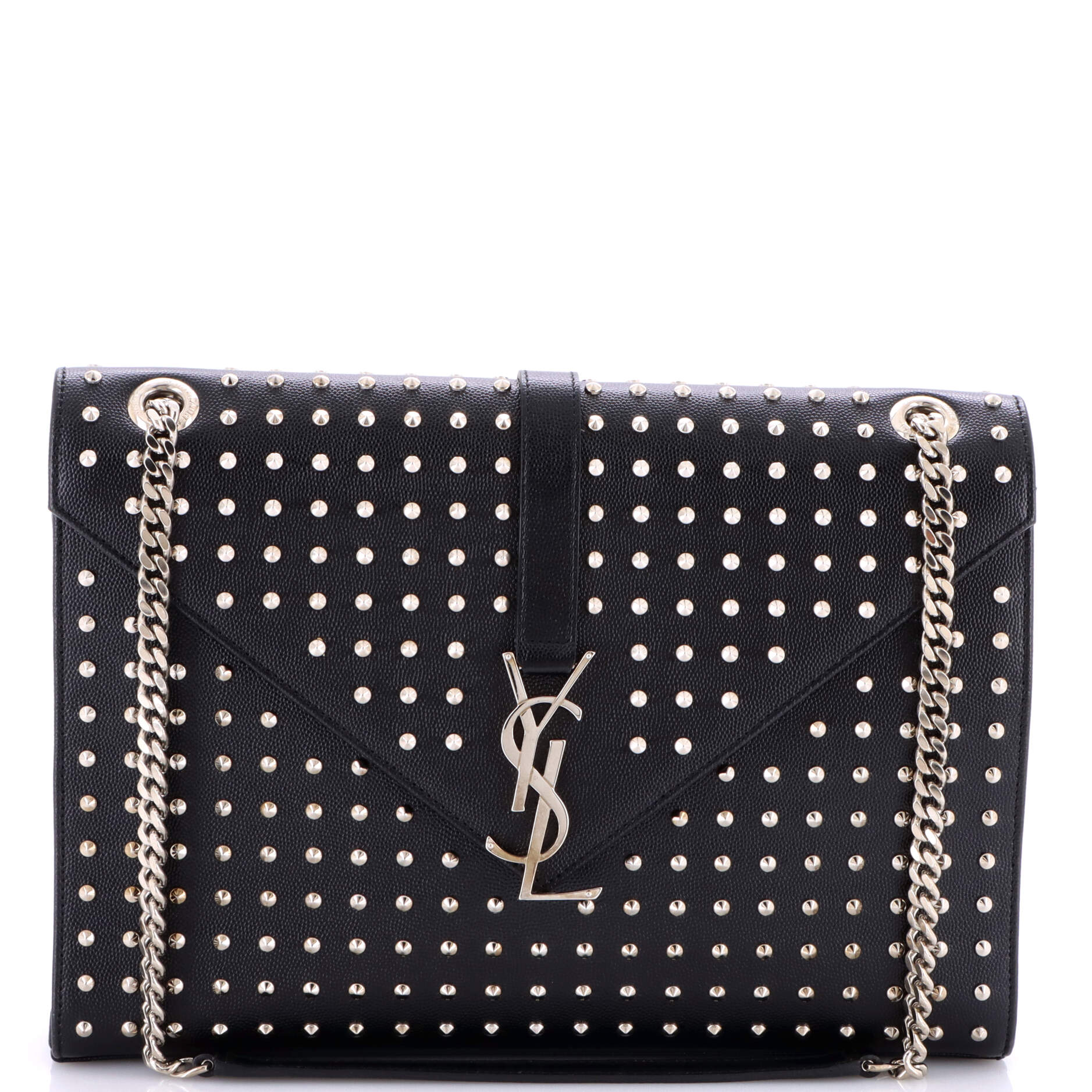 Saint Laurent Classic Monogram Envelope Satchel Studded Leather Large