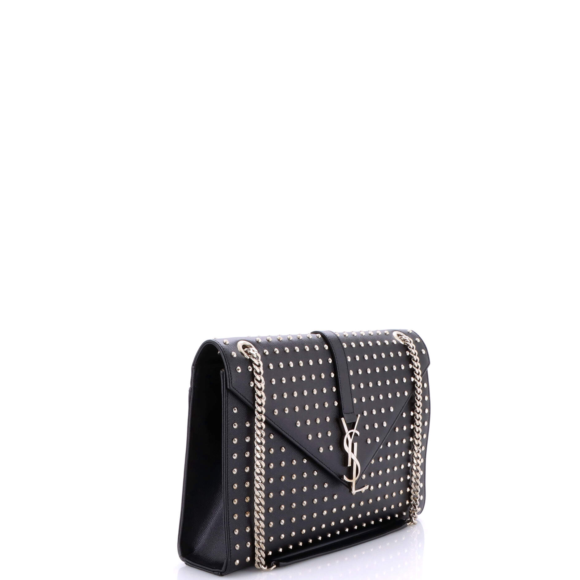 Saint Laurent Classic Monogram Envelope Satchel Studded Leather Large