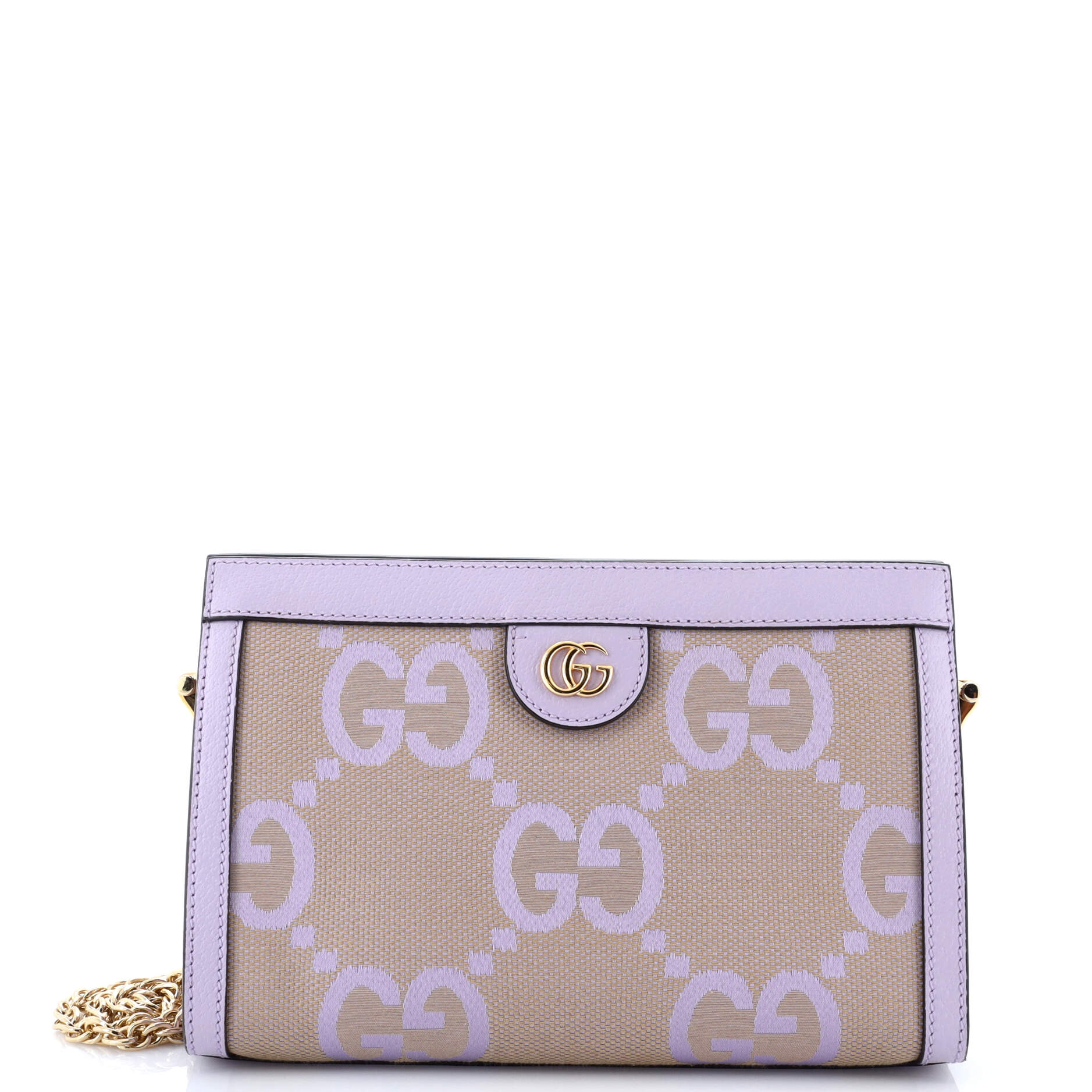 Gucci Ophidia Chain Shoulder Bag Jumbo GG Canvas with Leather Small