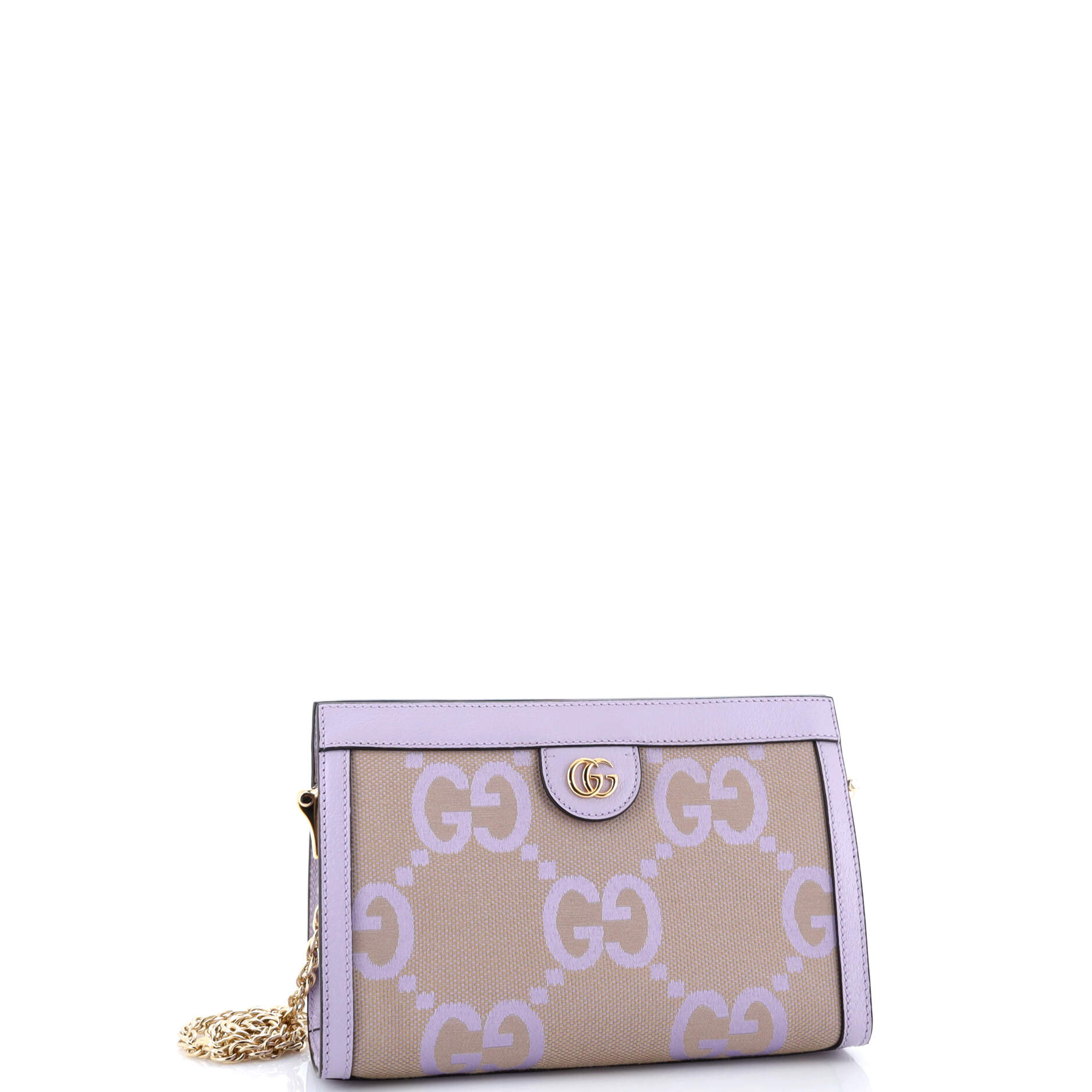 Gucci Ophidia Chain Shoulder Bag Jumbo GG Canvas with Leather Small