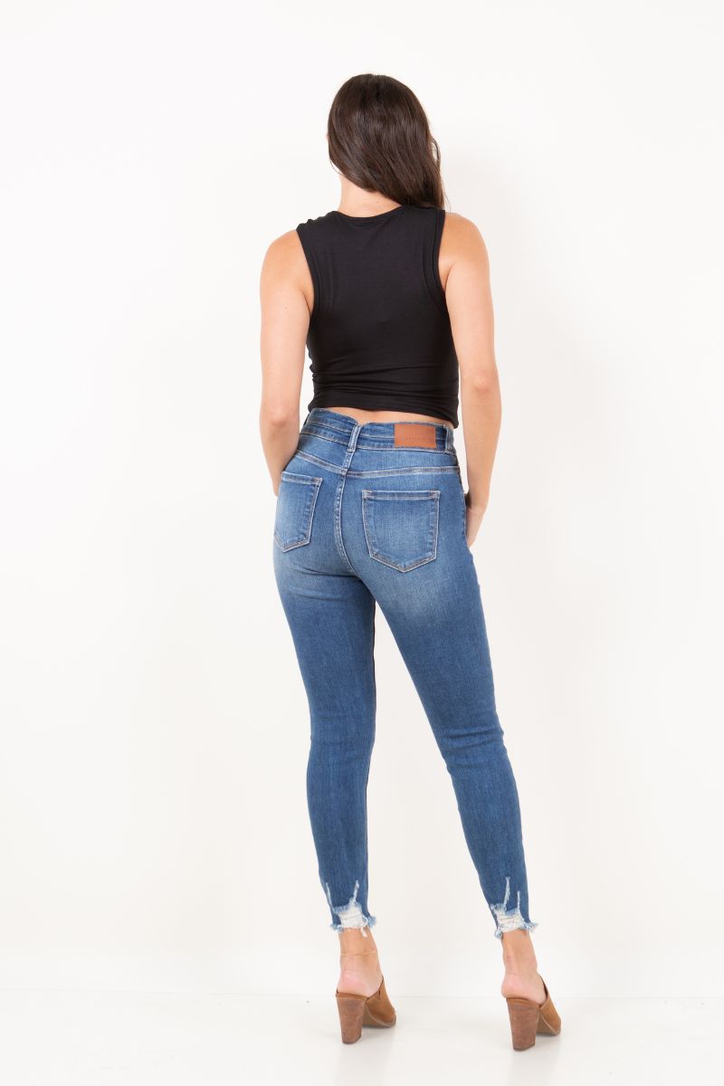 Rebel Corset Double Waist Ankle Distress Jeans