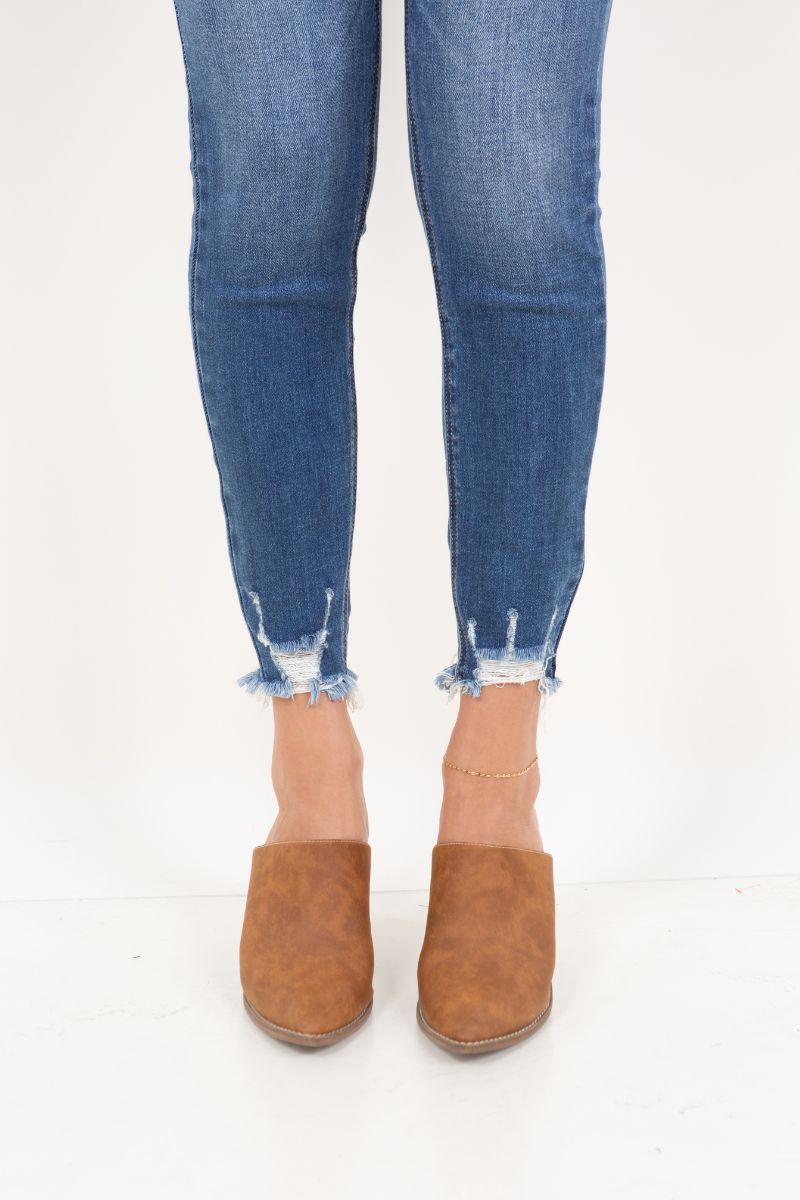 Rebel Corset Double Waist Ankle Distress Jeans