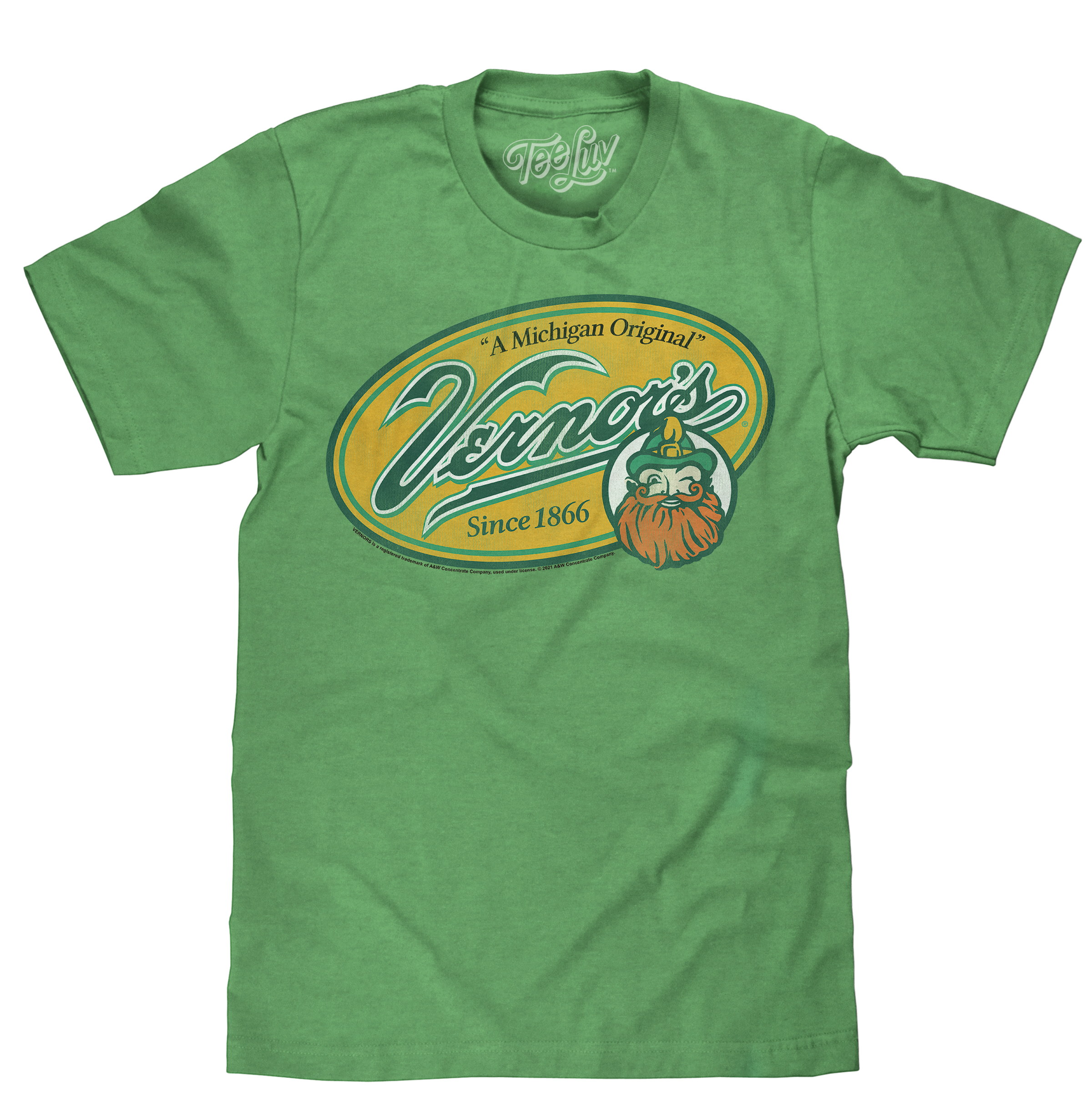 Vernor's Ginger Ale Michigan Original T-Shirt - Heather Kelly Green