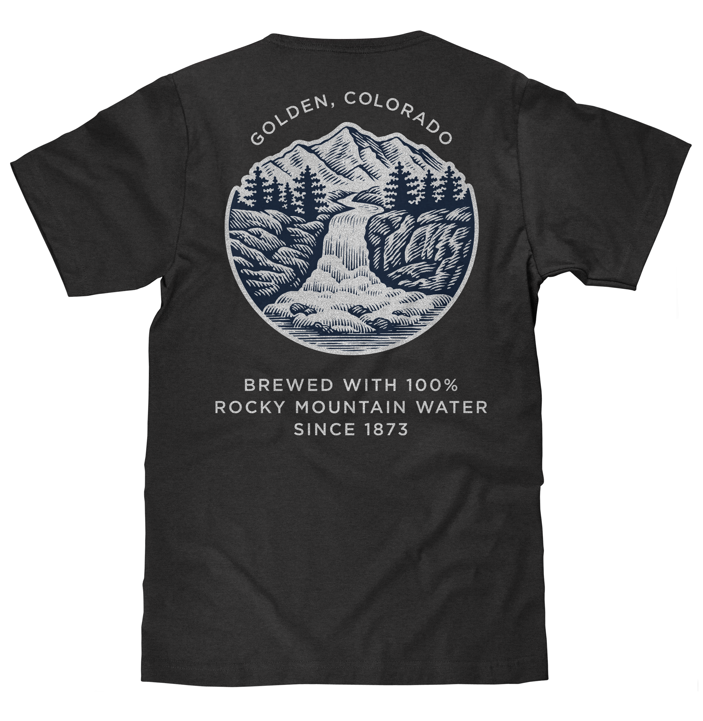 Made in the USA Coors Banquet Golden Colorado Front and Back Beer T-Shirt - Asphalt Gray