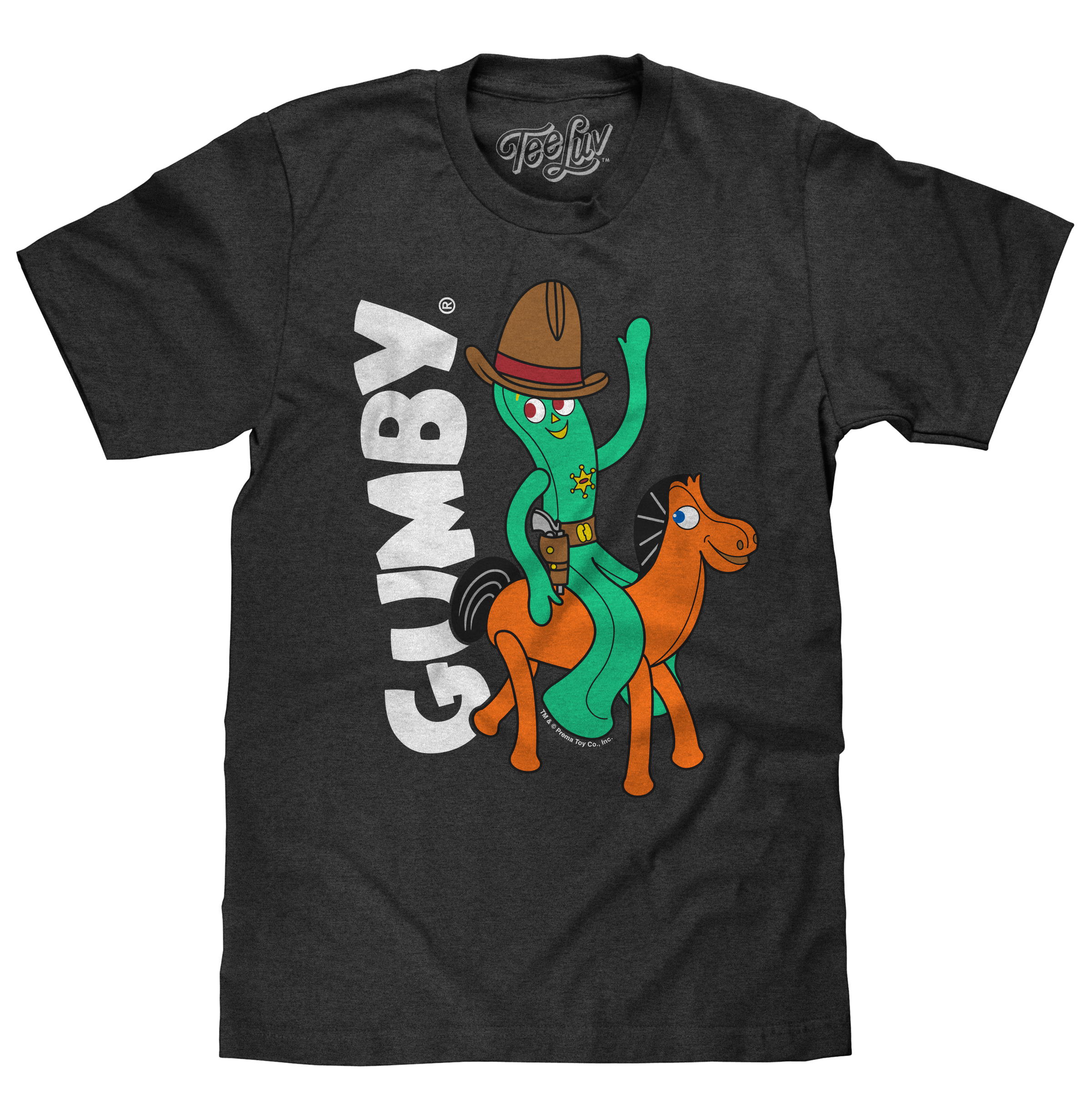 Gumby and Pokey Cowboy T-Shirt - Charcoal Gray Heather