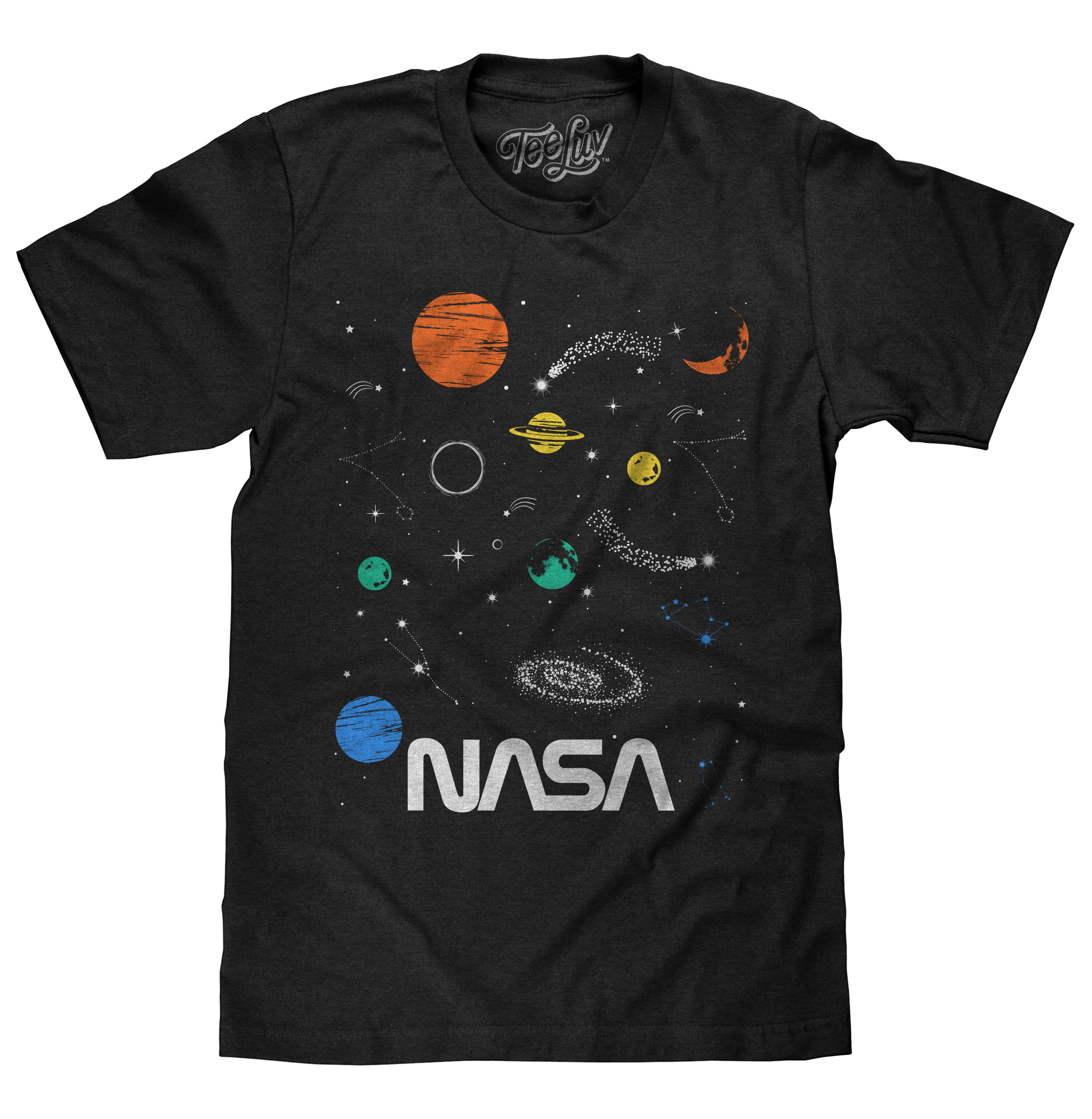 NASA Planets and Stars Space T-Shirt - Black