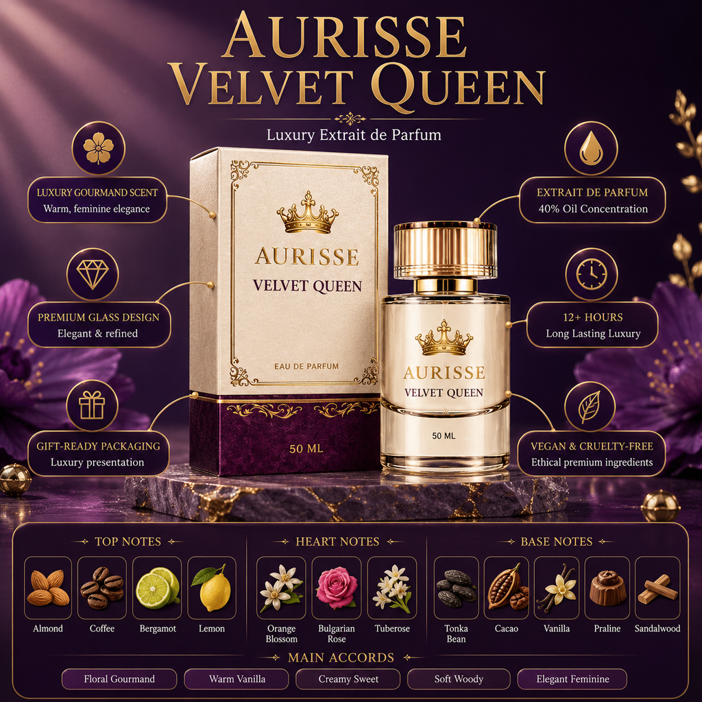 Velvet Queen 50ML Extrait de Parfum – 40% Oil Concentration | Long-Lasting Luxury Perfume for Women | Free Shipping