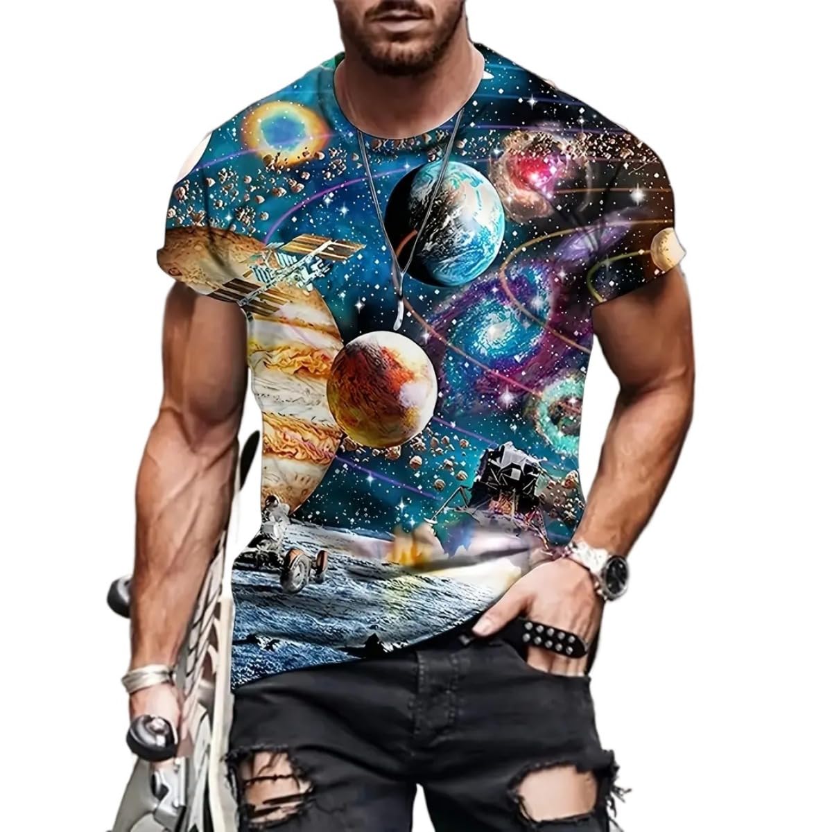 3D Graphic Print T-Shirts for Mens Casual Short Sleeve Tee Shirts Top