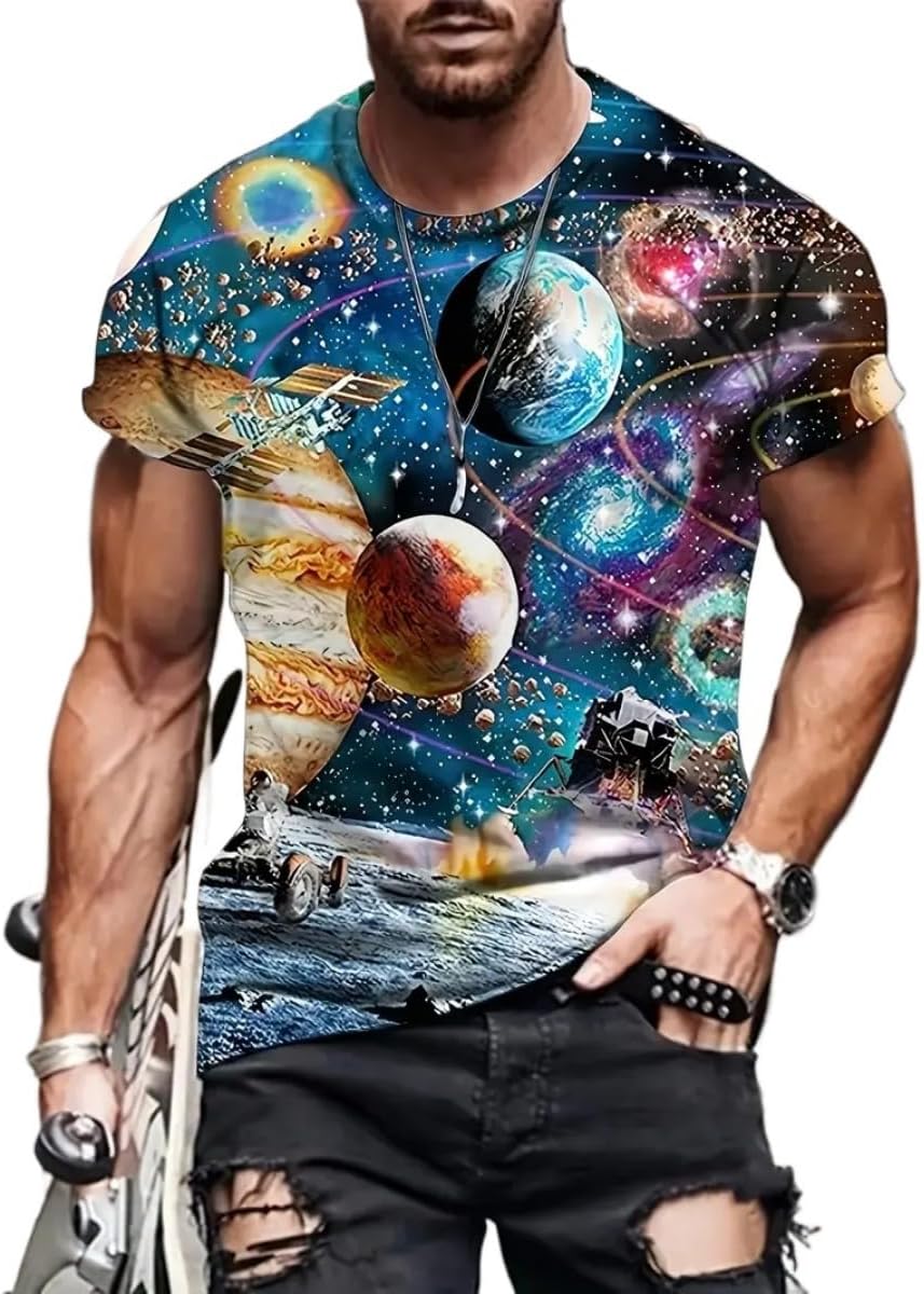 3D Graphic Print T-Shirts for Mens Casual Short Sleeve Tee Shirts Top