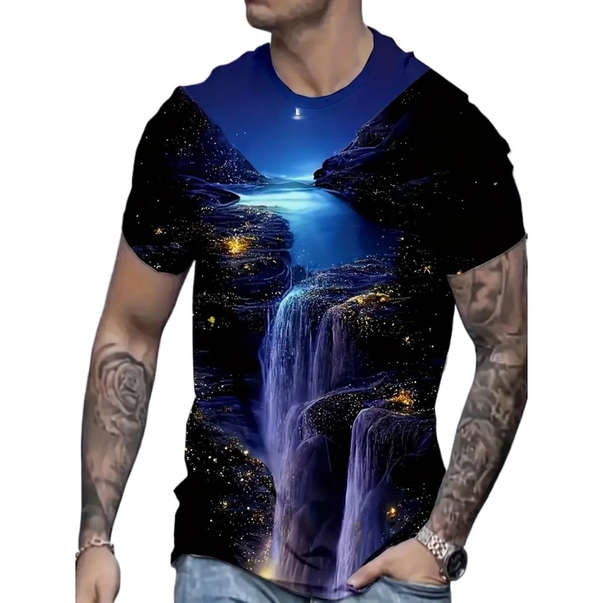 3D Graphic Print T-Shirts for Mens Casual Short Sleeve Tee Shirts Top