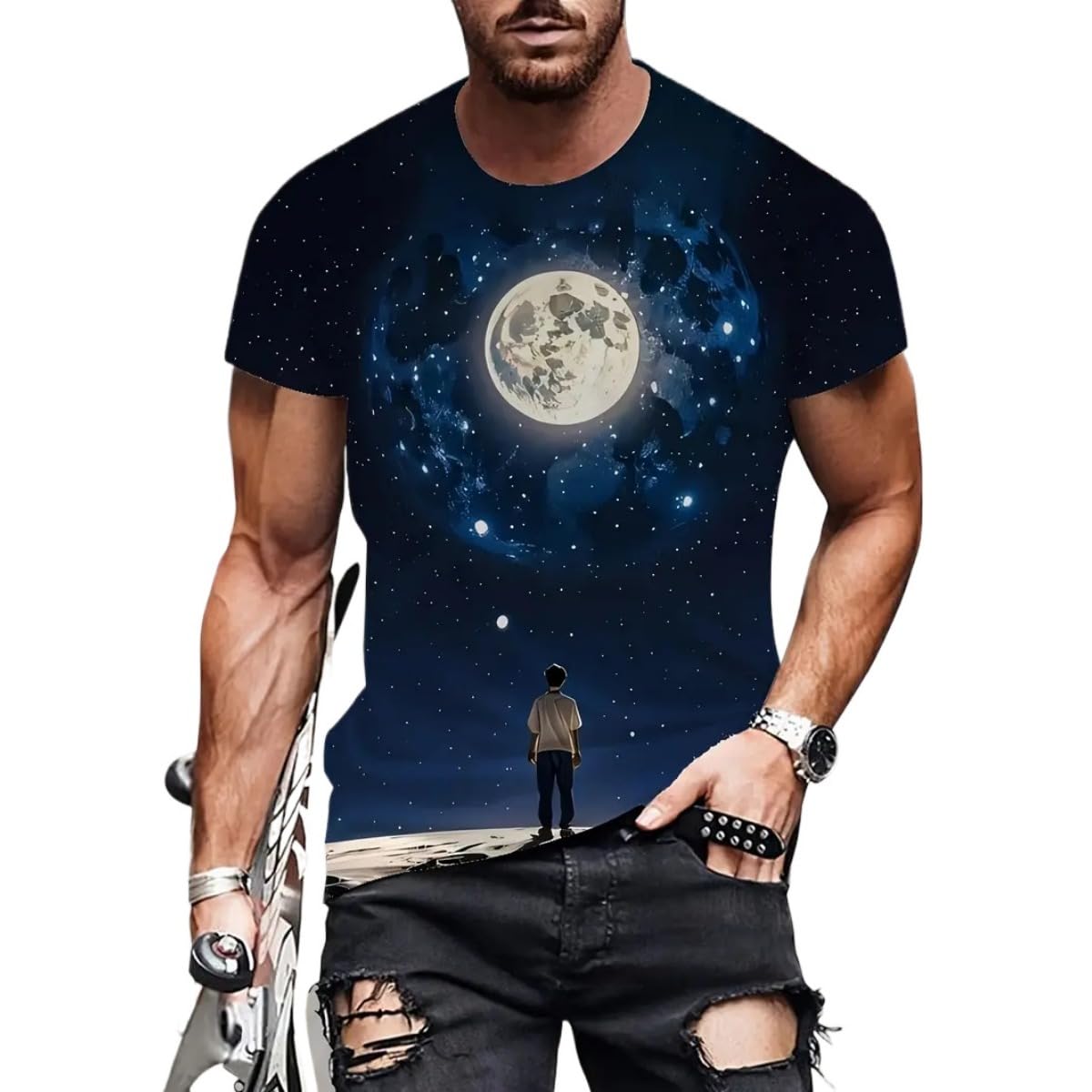 3D Graphic Print T-Shirts for Mens Casual Short Sleeve Tee Shirts Top