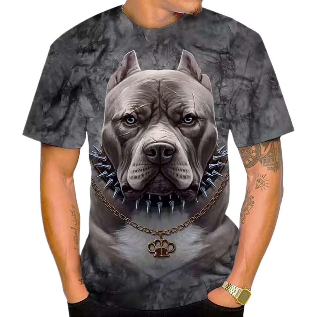 3D Printed Men's T-Shirt with Round Neck and Short Sleeves