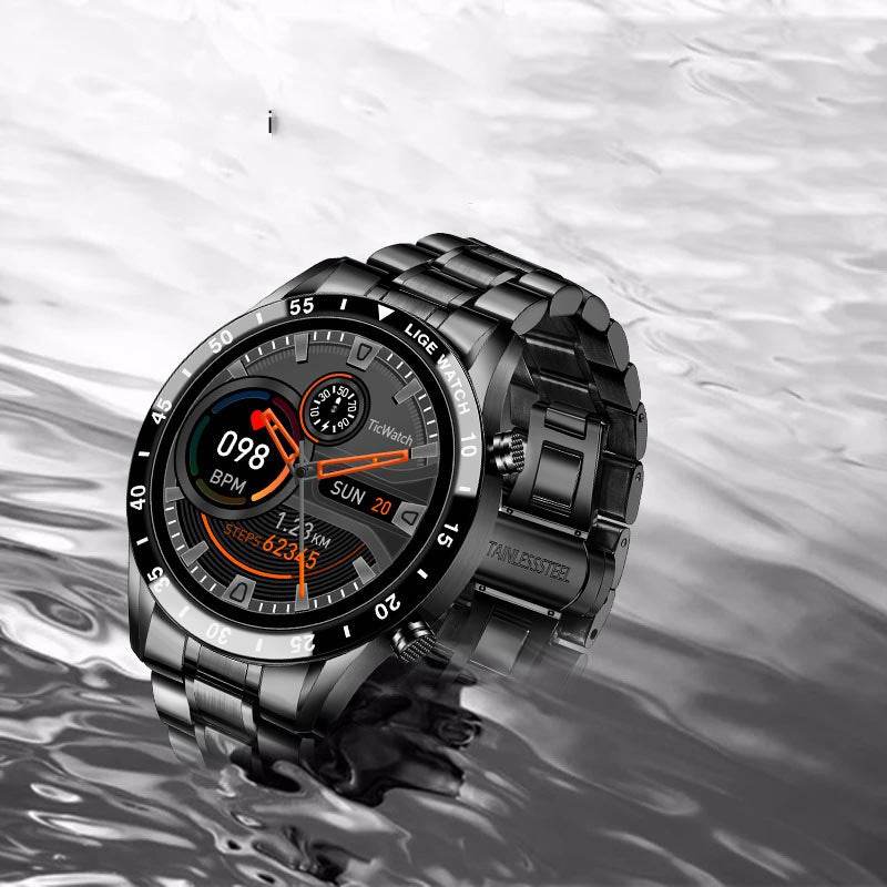 LIGE Men Smart Watch Sports Fitness Tracker Bluetooth Calls Voice Chat Heart Rate Monitor for iPhone iOS Android