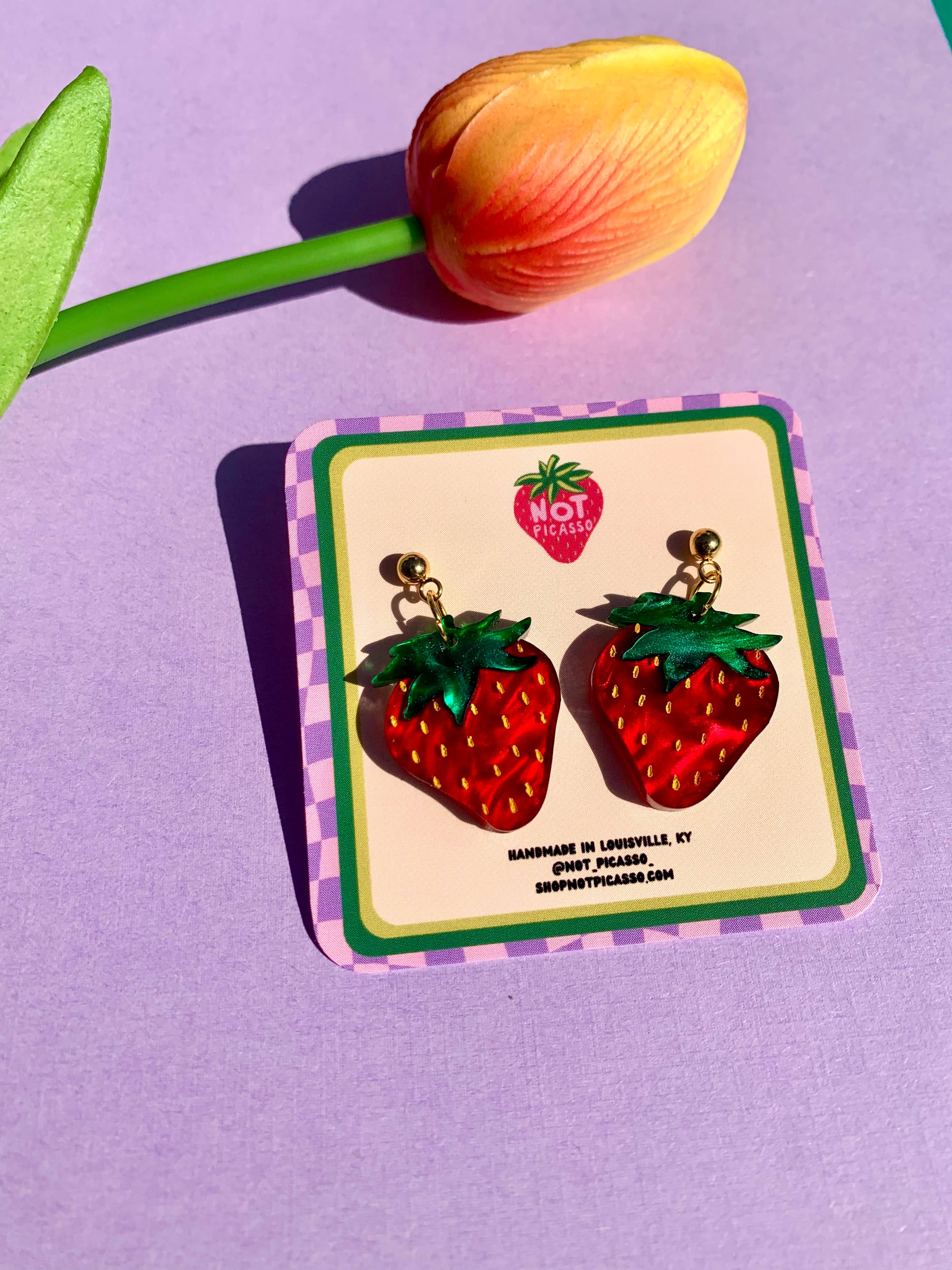 Mini Strawberries Acrylic Earrings